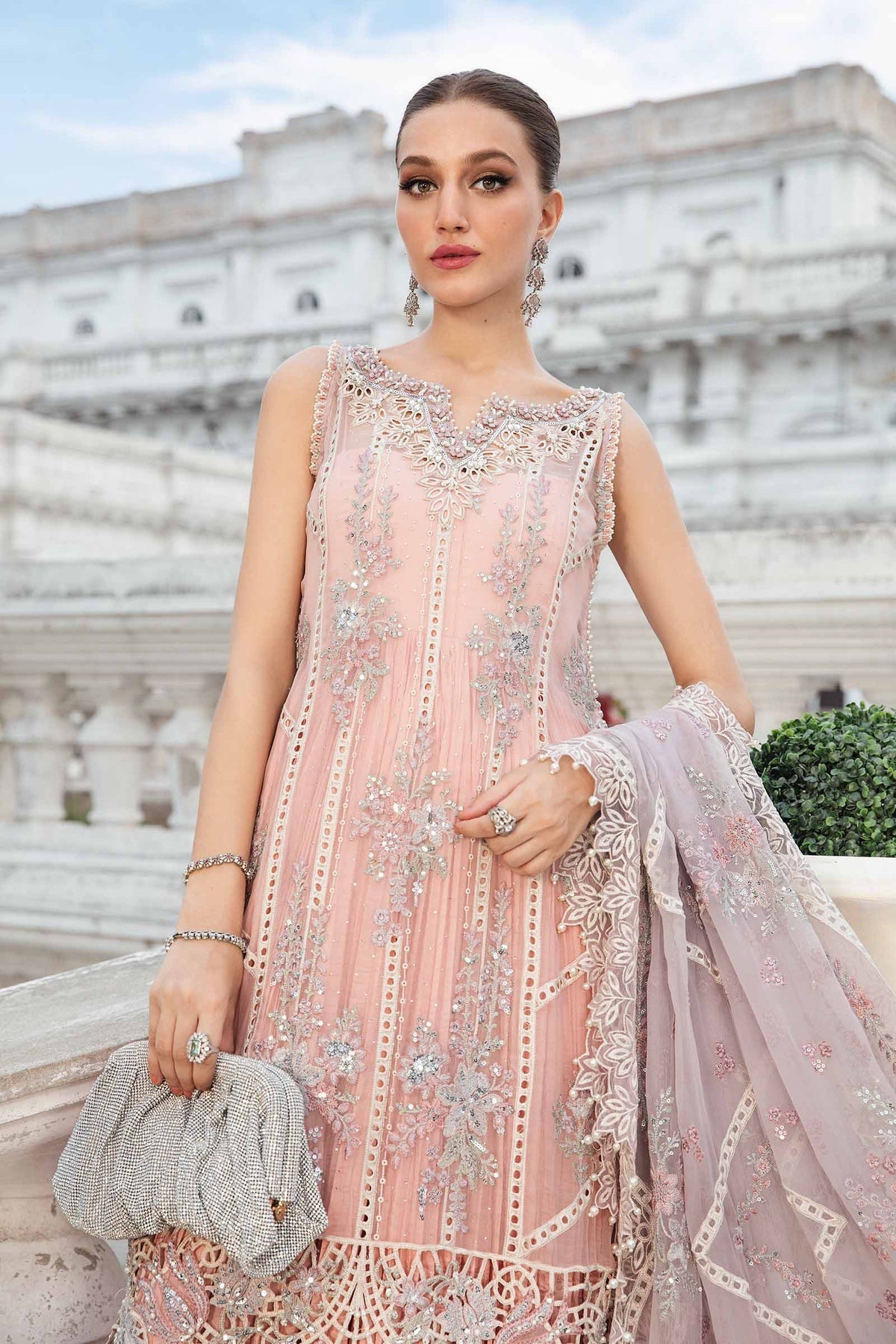 Eman Adeel MPC-24-106 Style — Mairaz Baby Pink Three-Piece Suit