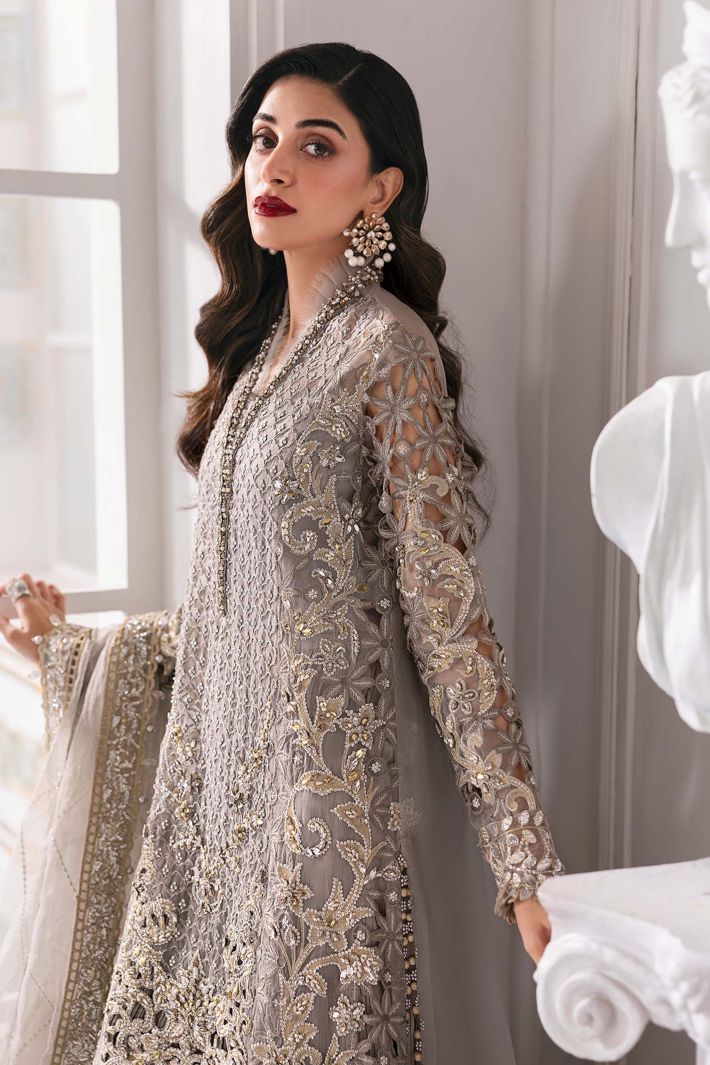 Maria B BD-3006 Style — Mairaz Steel Grey Three-Piece Suit