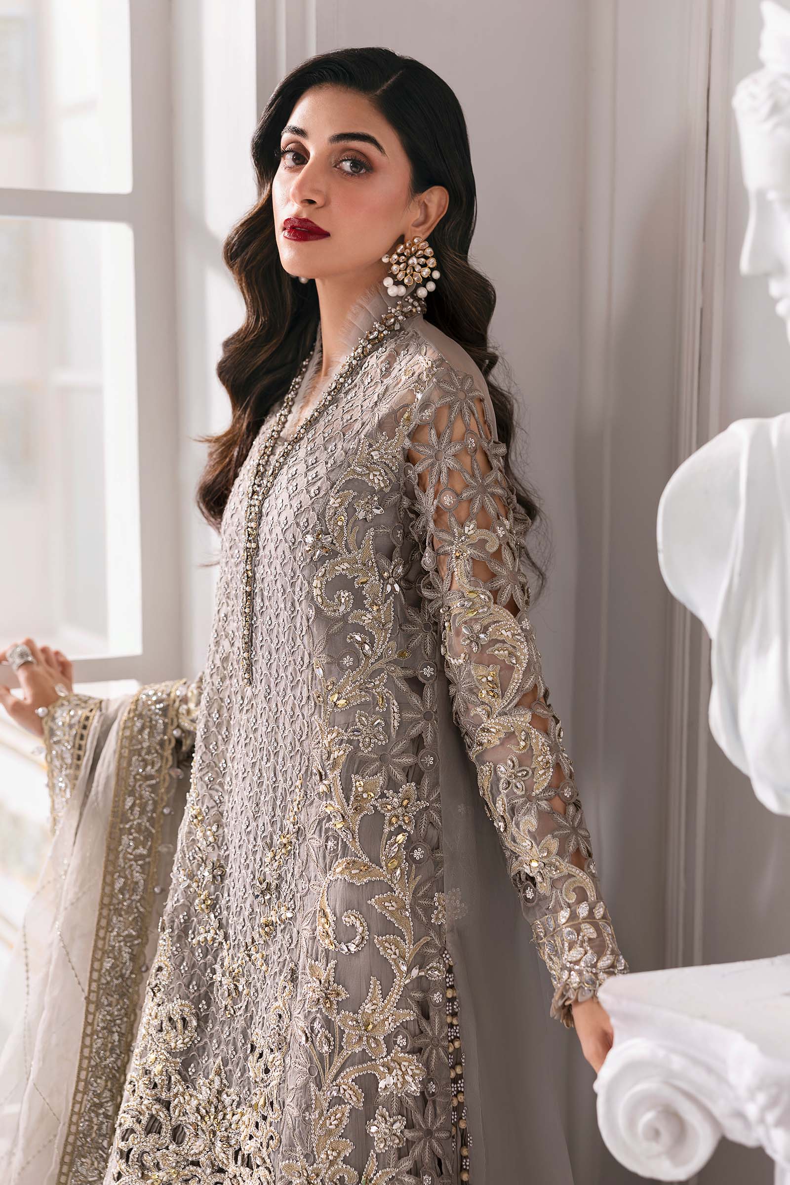 Maria B BD-3006 Style — Mairaz Steel Grey Three-Piece Suit