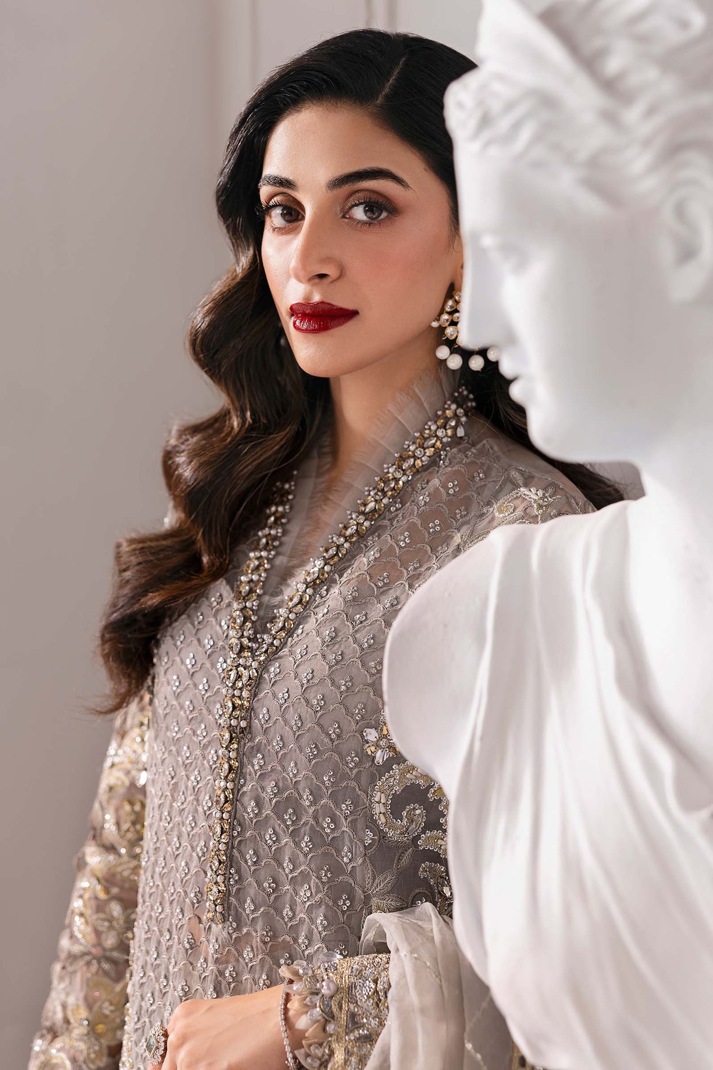 Maria B BD-3006 Style — Mairaz Steel Grey Three-Piece Suit