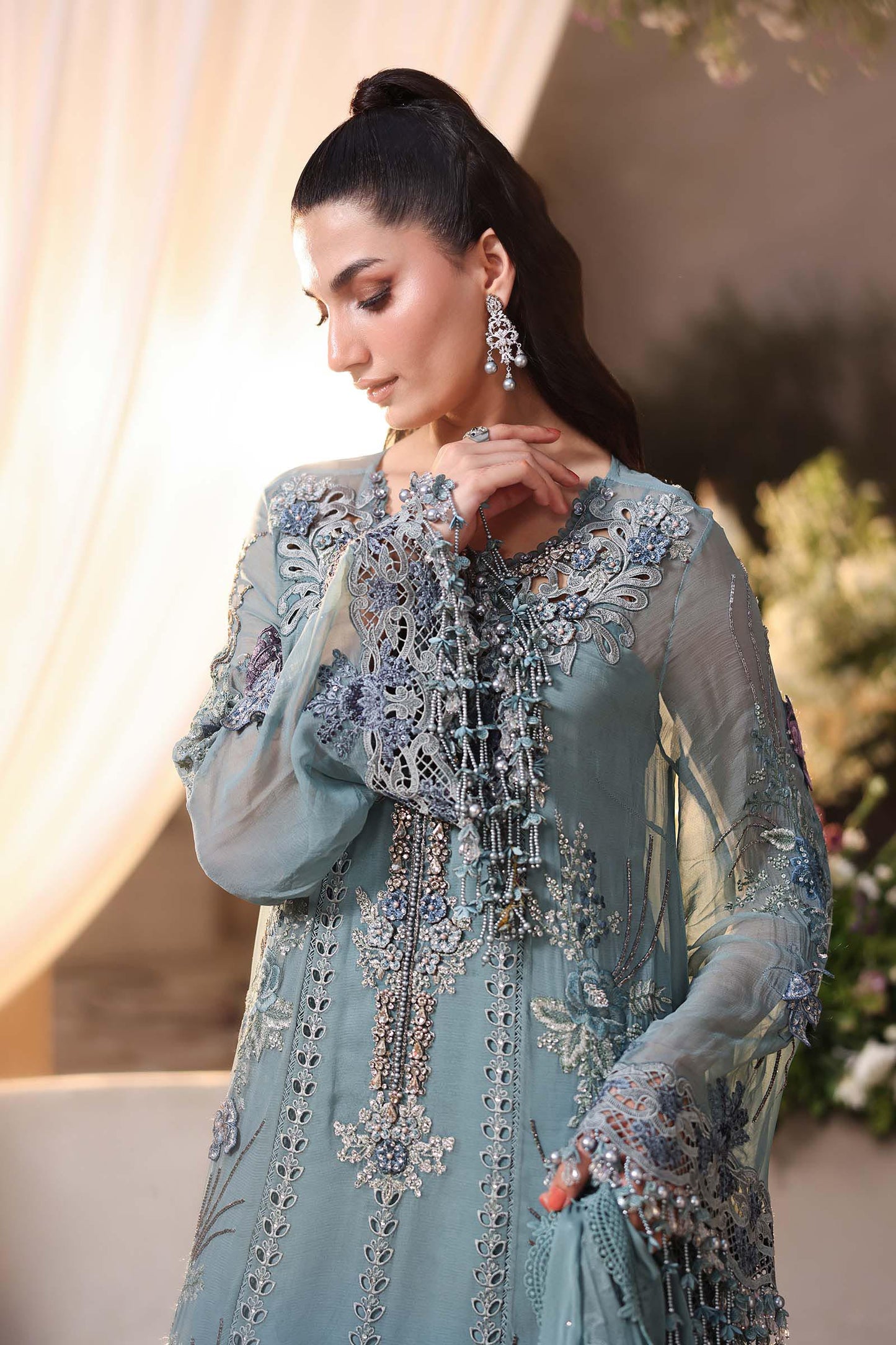 Maria B MPC-26-106 Style — Mairaz Slate Blue Three-Piece Suit