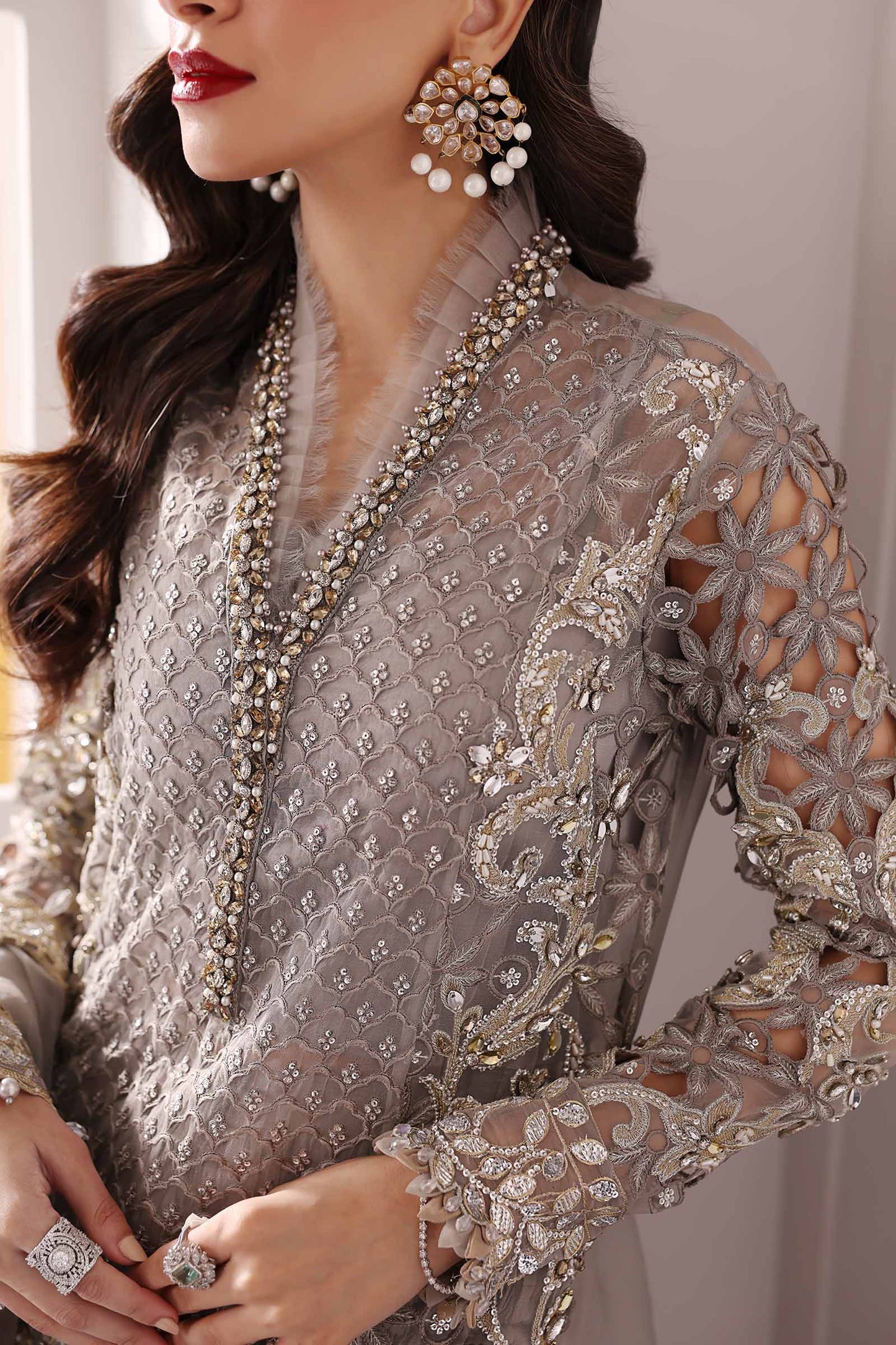 Maria B BD-3006 Style — Mairaz Steel Grey Three-Piece Suit
