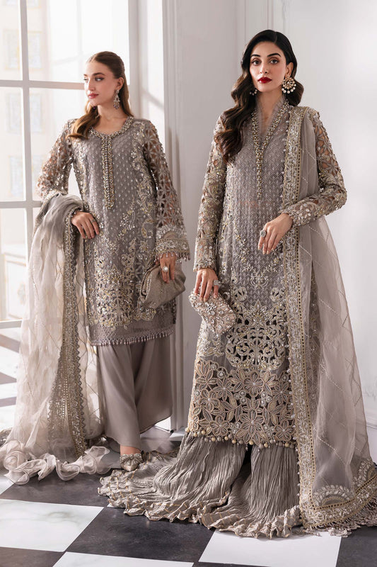 Maria B BD-3006 Style — Mairaz Steel Grey Three-Piece Suit