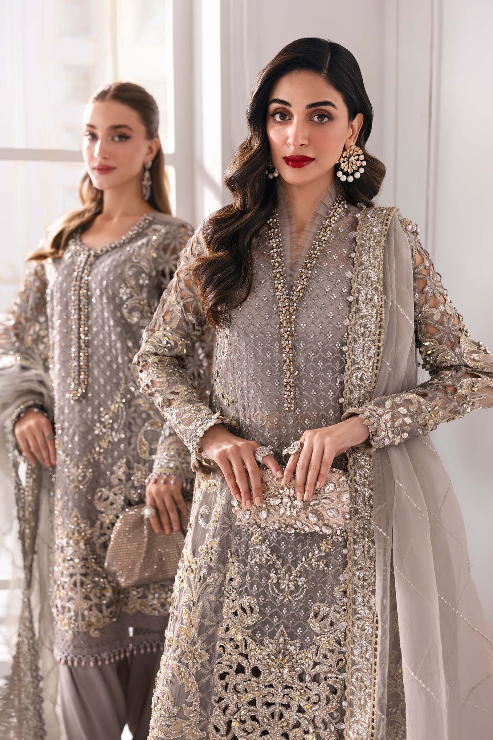 Maria B BD-3006 Style — Mairaz Steel Grey Three-Piece Suit