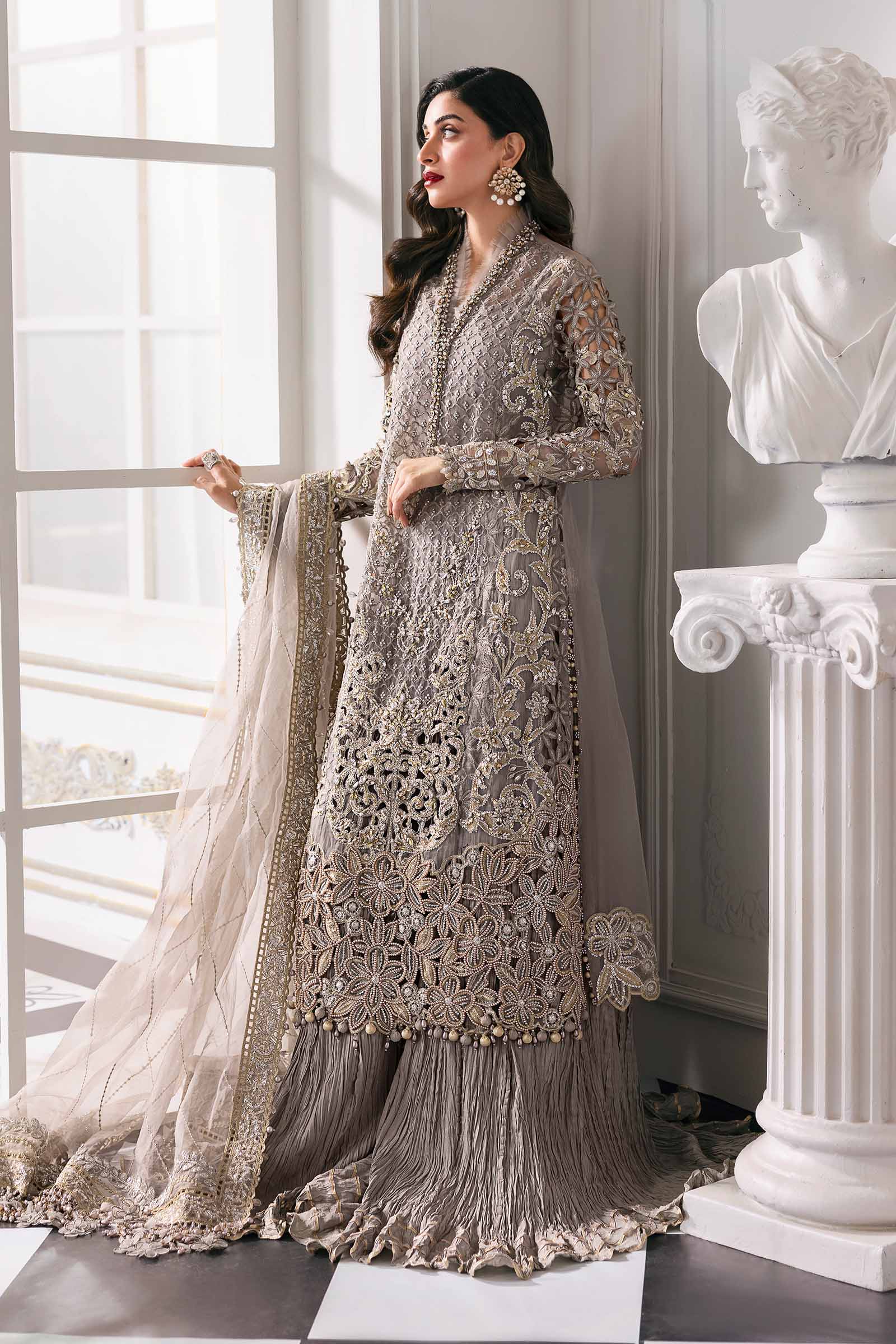 Maria B BD-3006 Style — Mairaz Steel Grey Three-Piece Suit