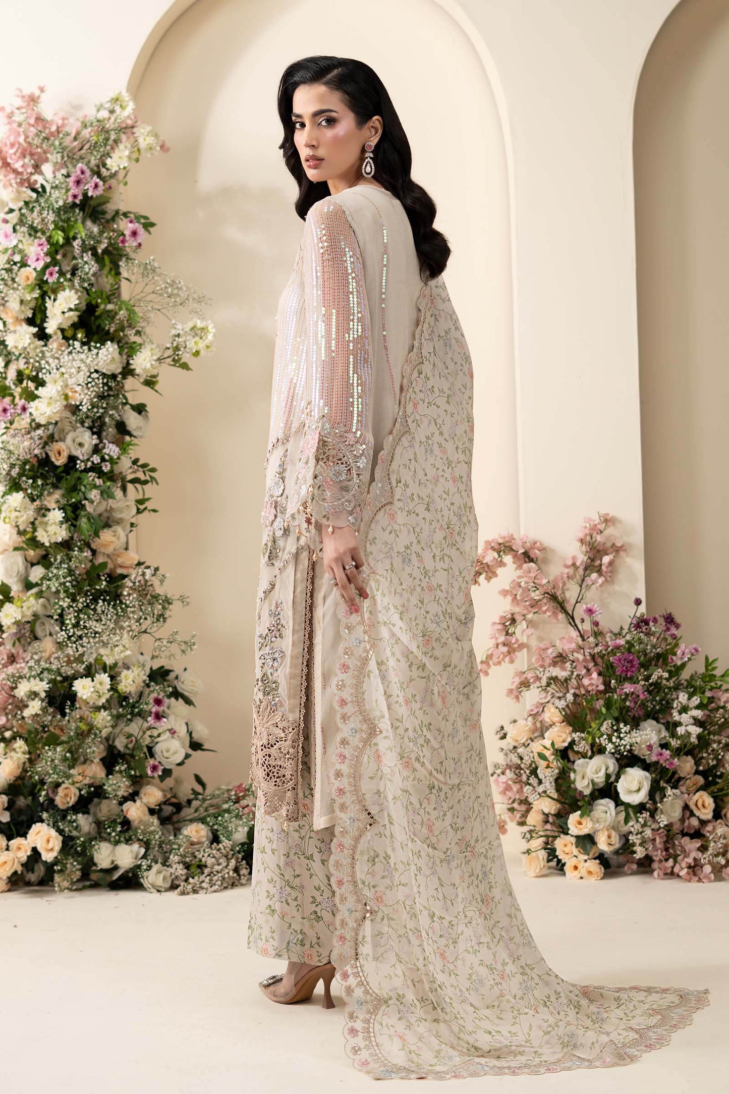 Maria B MCS-26-107 Style — Mairaz Ivory Beige Three-Piece Suit