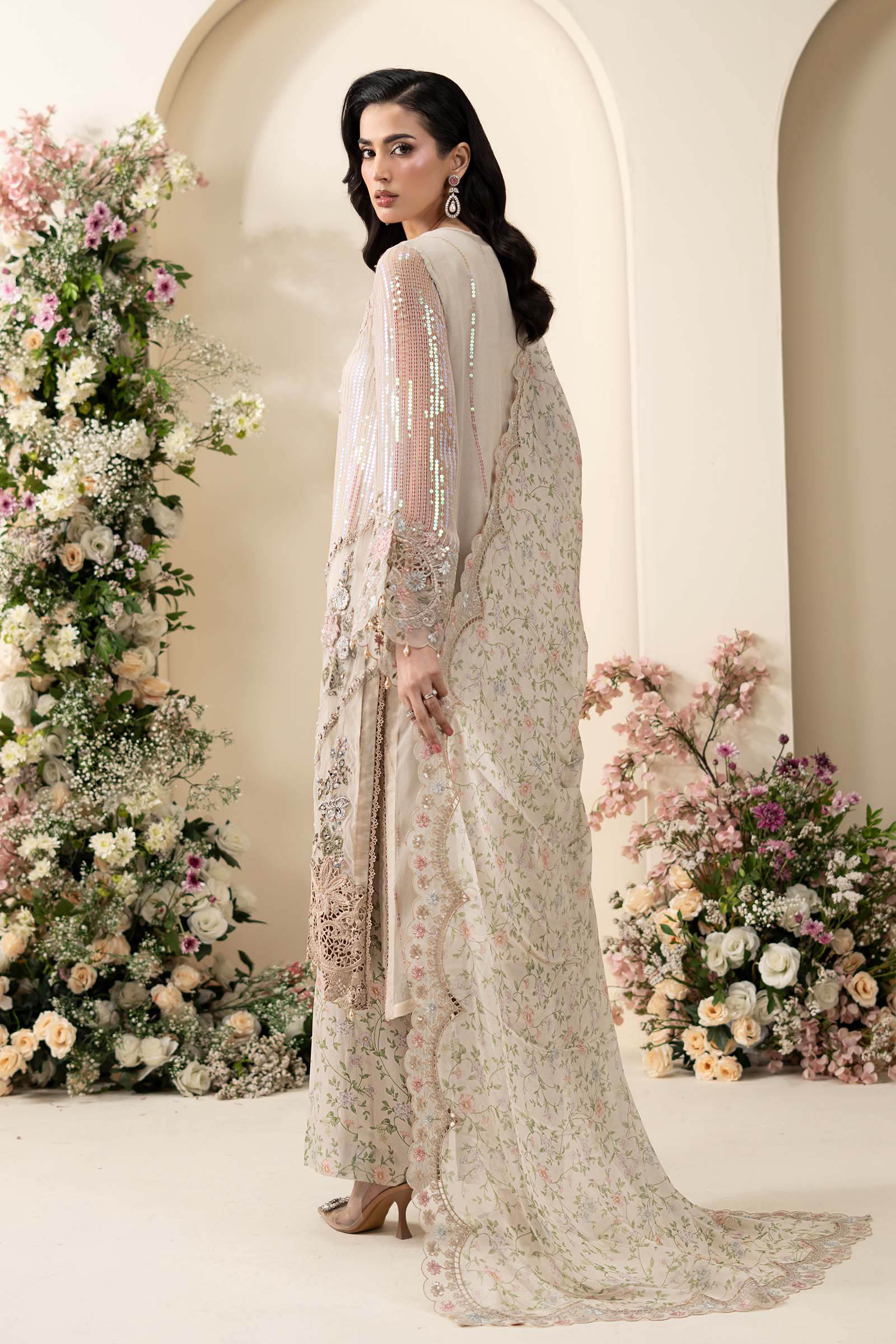 Maria B MCS-26-107 Style — Mairaz Ivory Beige Three-Piece Suit