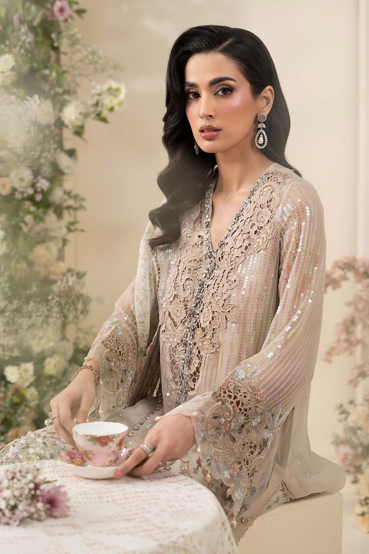 Maria B MCS-26-107 Style — Mairaz Ivory Beige Three-Piece Suit