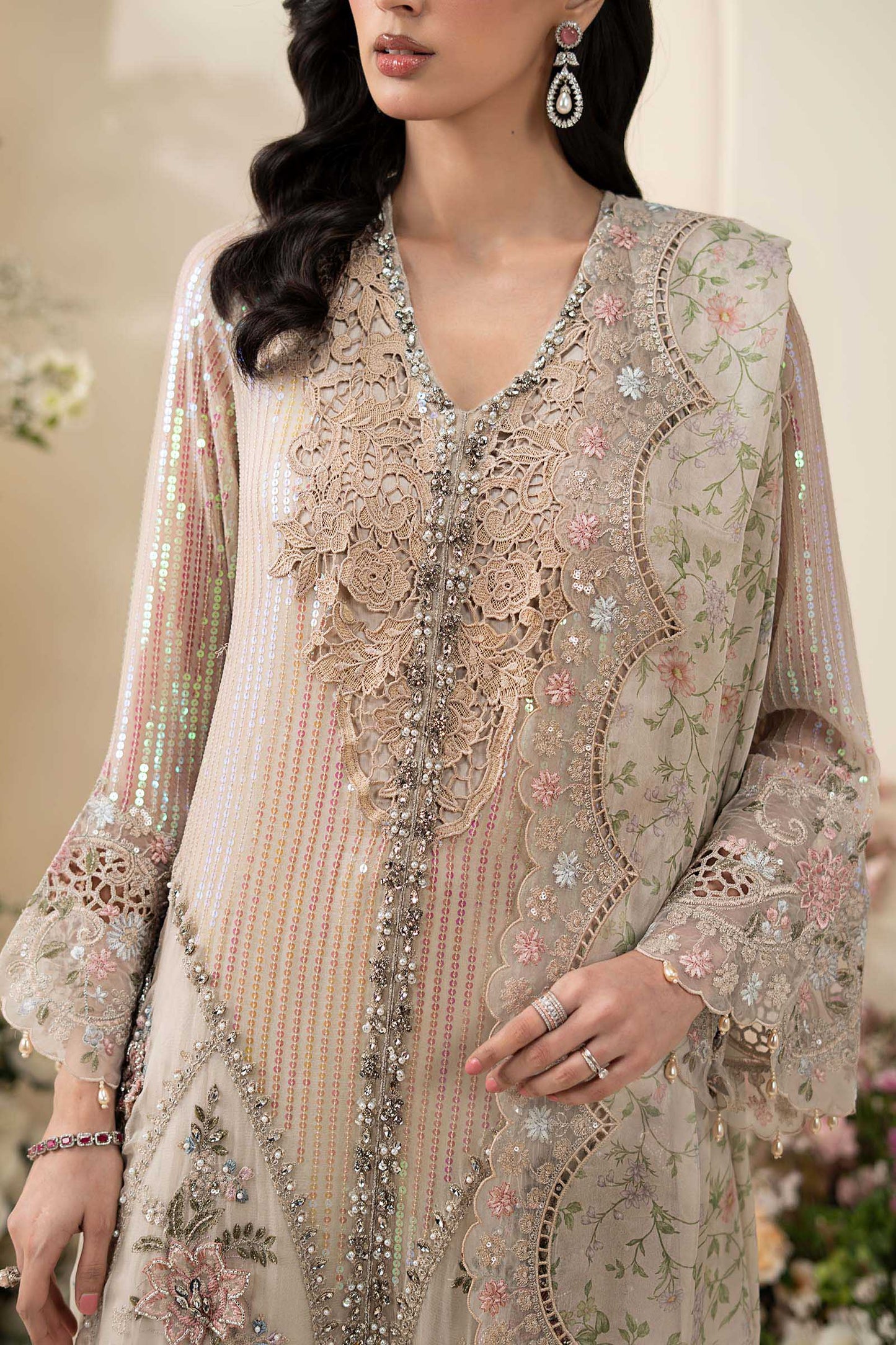 Maria B MCS-26-107 Style — Mairaz Ivory Beige Three-Piece Suit