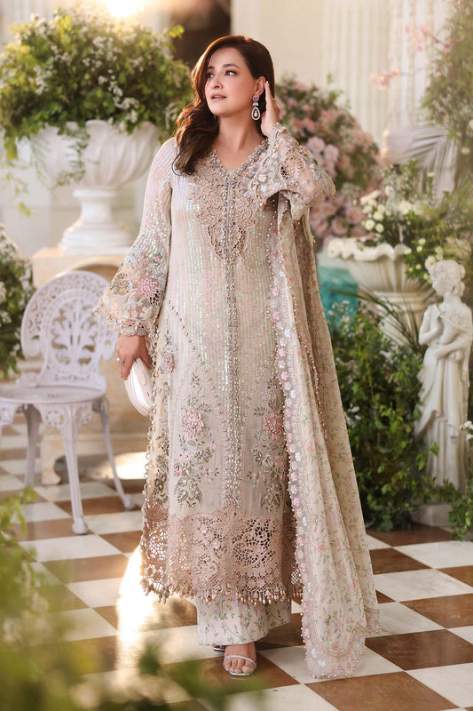Maria B MPC-26-107 style — Mairaz ivory chiffon three-piece suit reference, view 2 of 10