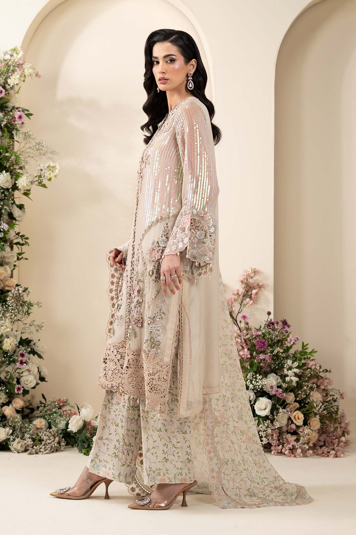 Maria B MCS-26-107 Style — Mairaz Ivory Beige Three-Piece Suit