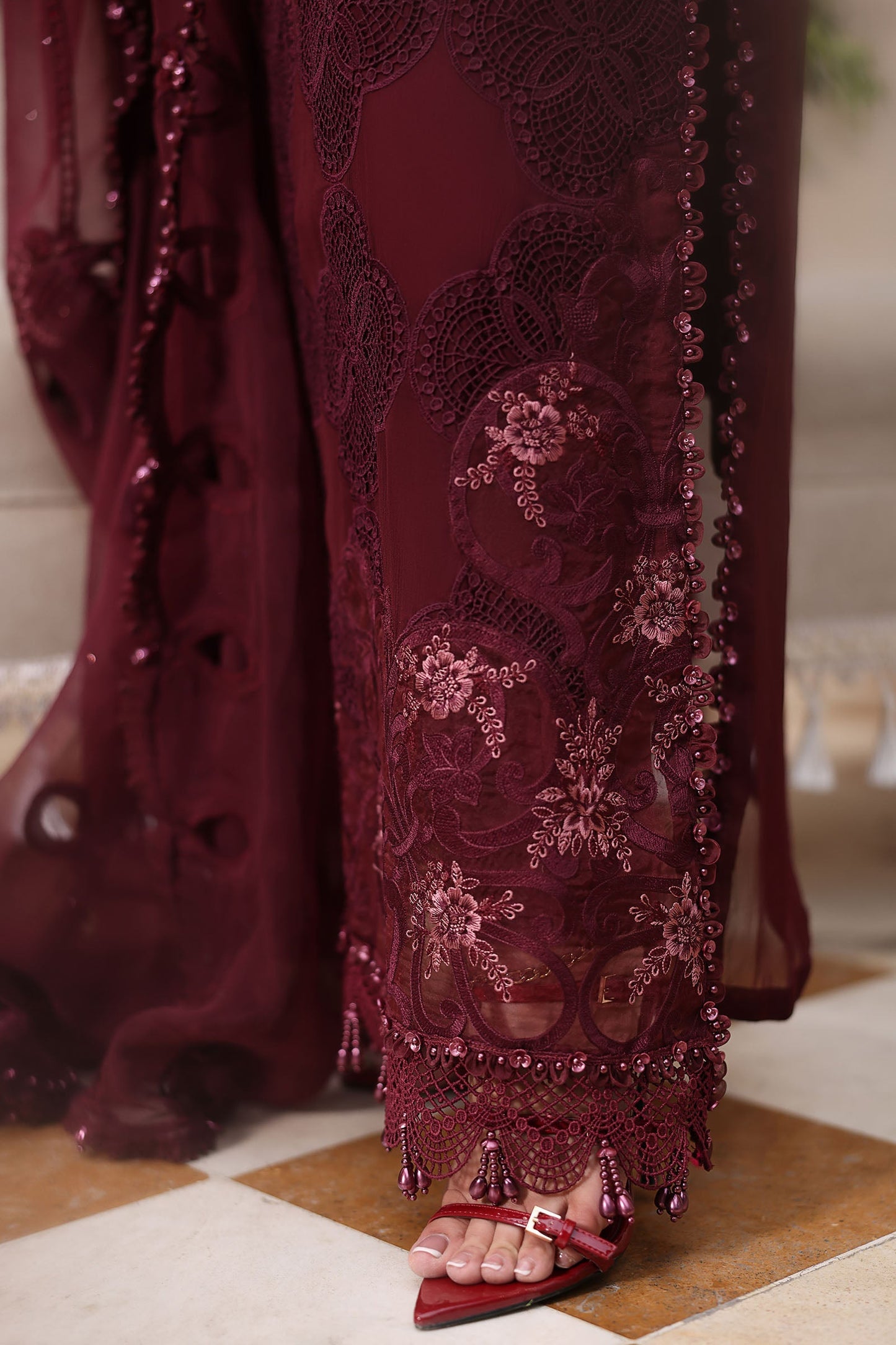 Maria B MPC-26-108 Style — Mairaz Burgundy Three-Piece Suit