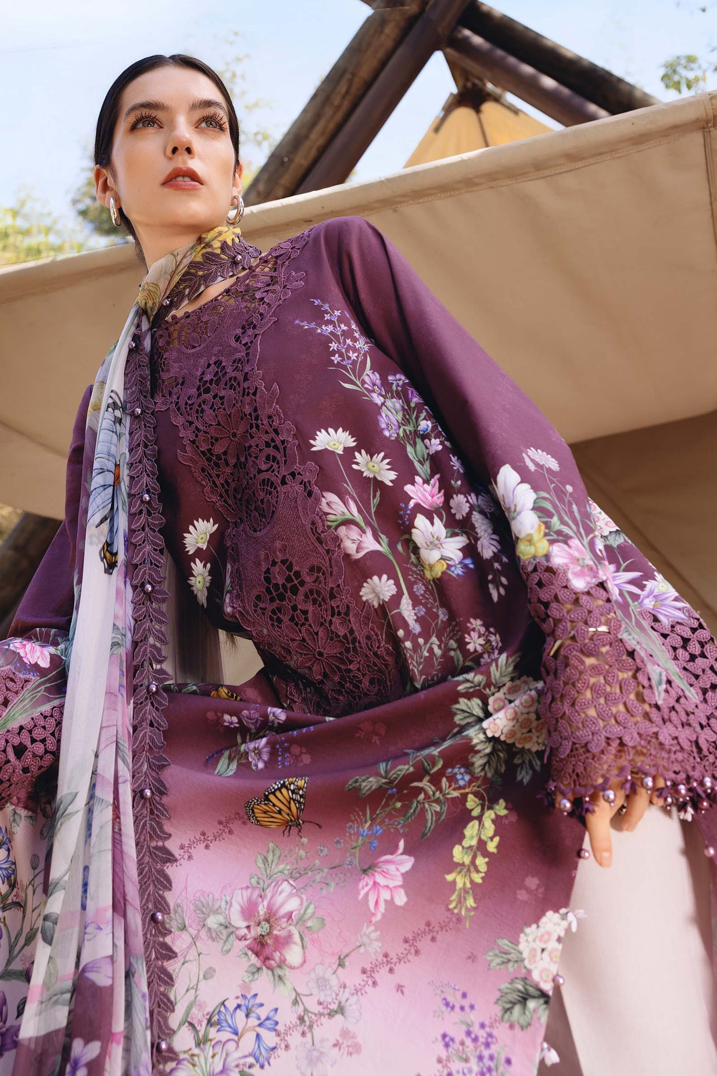 Maria B MPT-2909-B Style — Mairaz Plum Lawn Suit