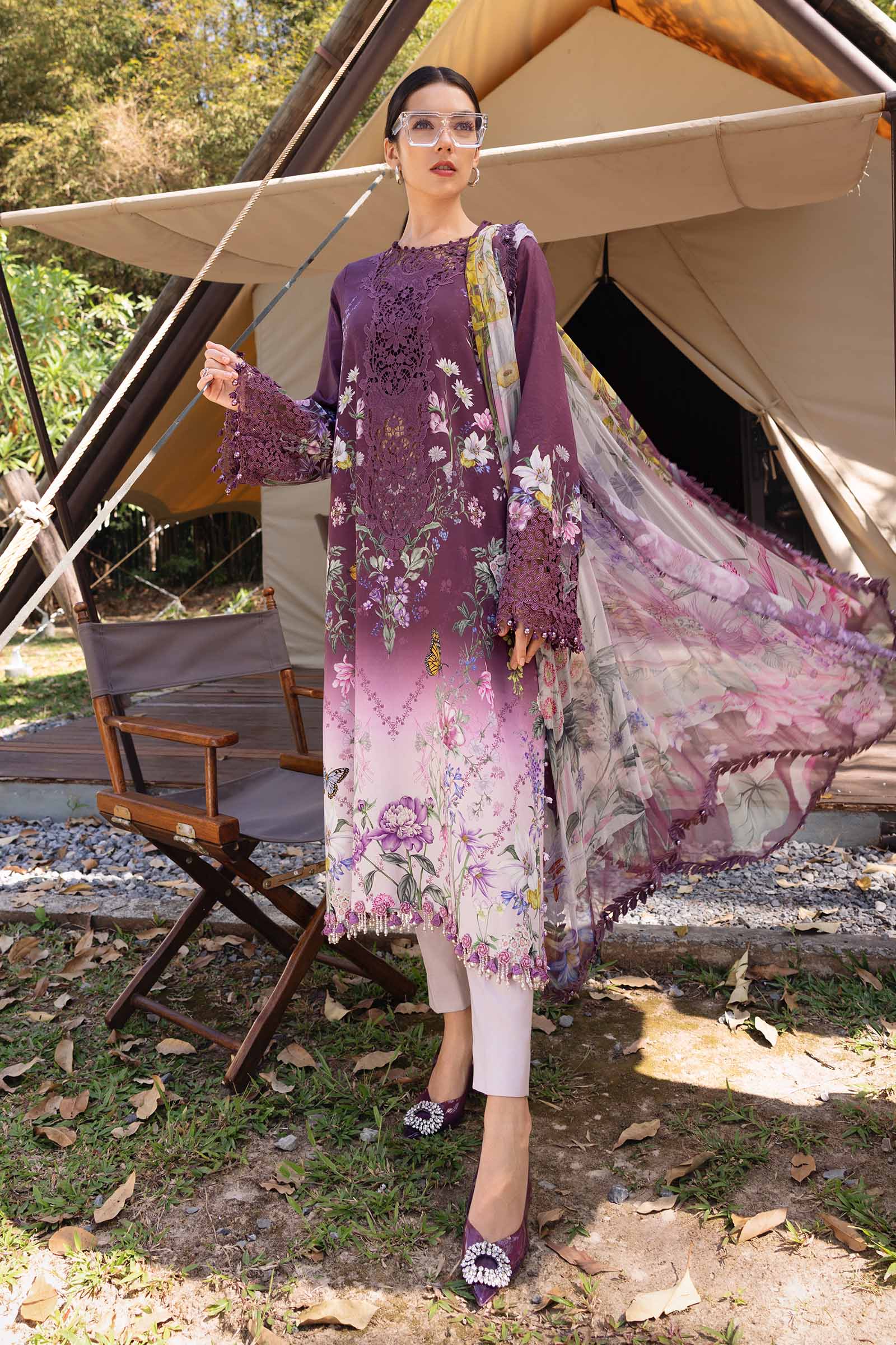 Maria B MPT-2909-B Style — Mairaz Plum Lawn Suit