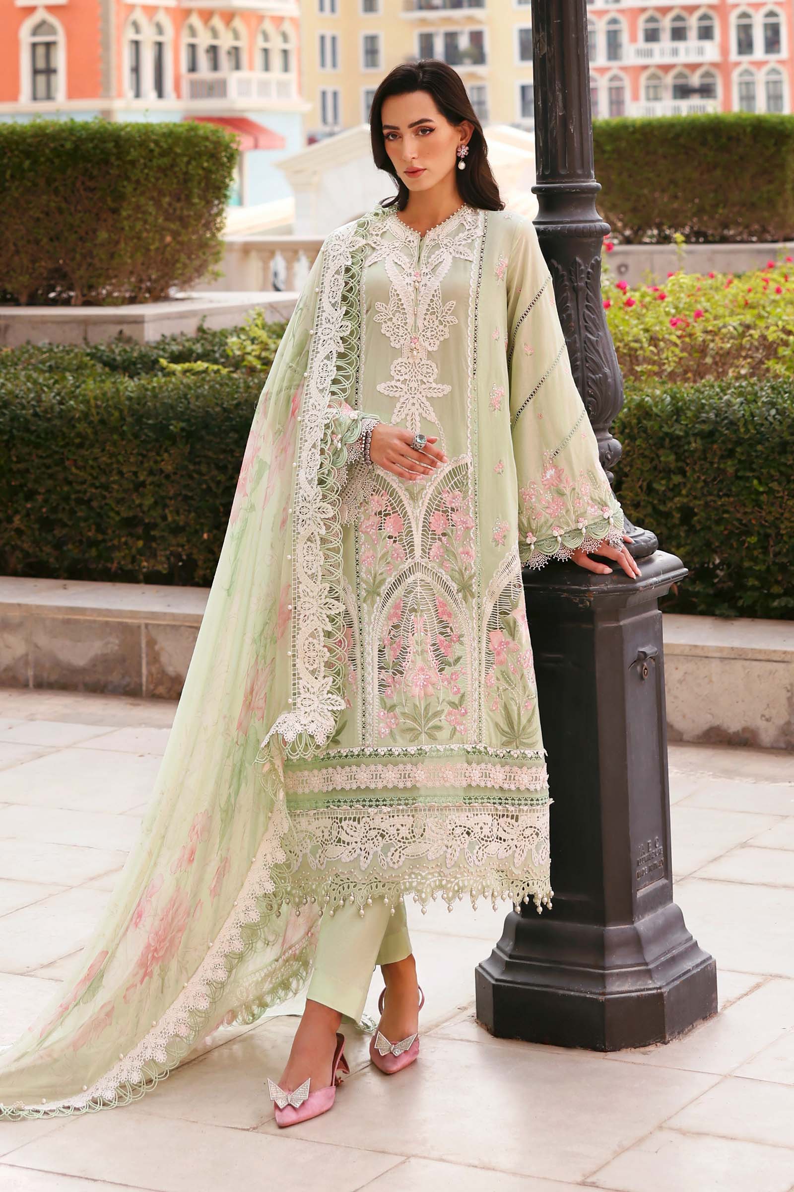 Maria B D-2611-A Style — Mairaz Apple Green Lawn Suit