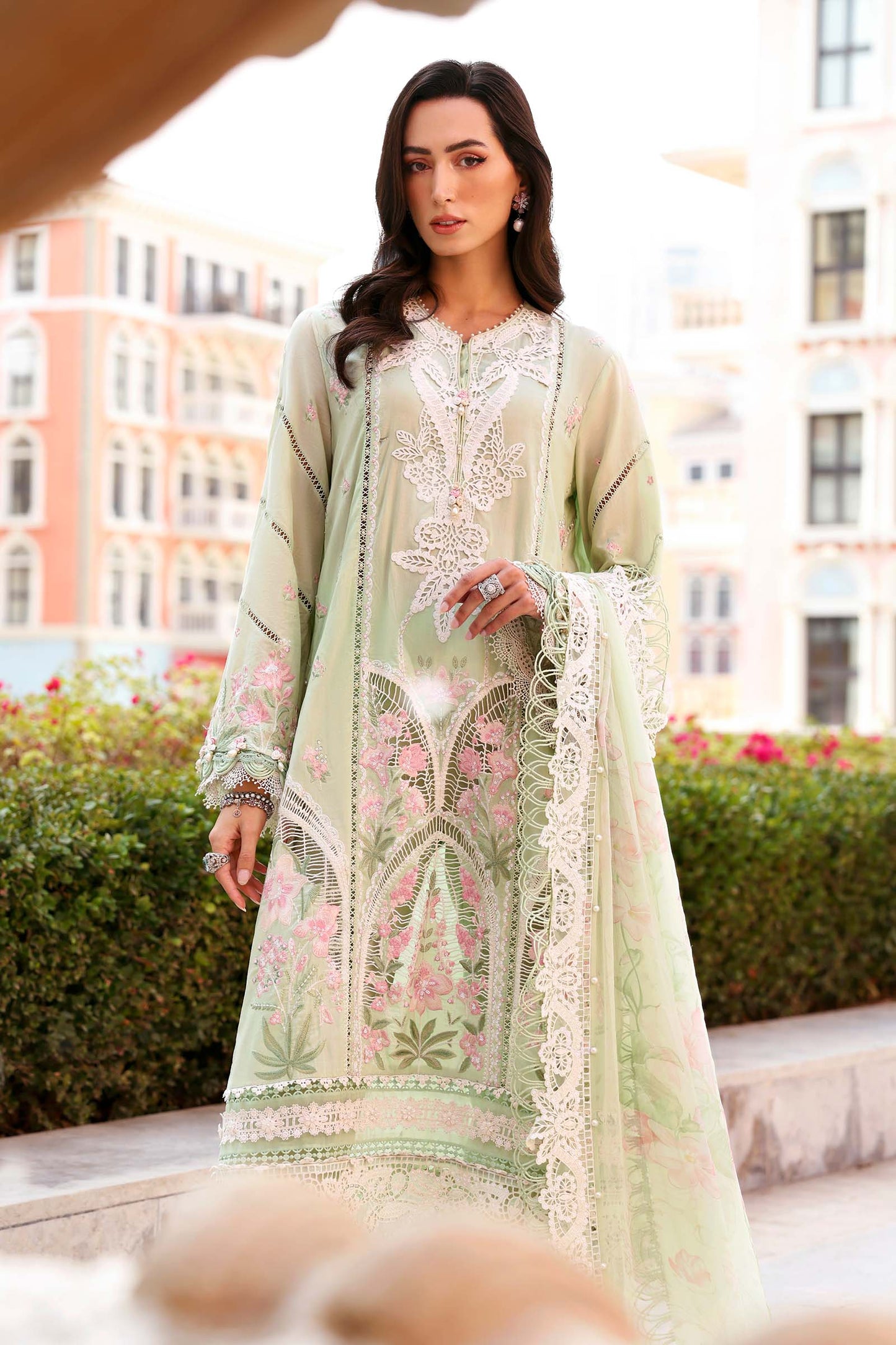Maria B D-2611-A Style — Mairaz Apple Green Lawn Suit