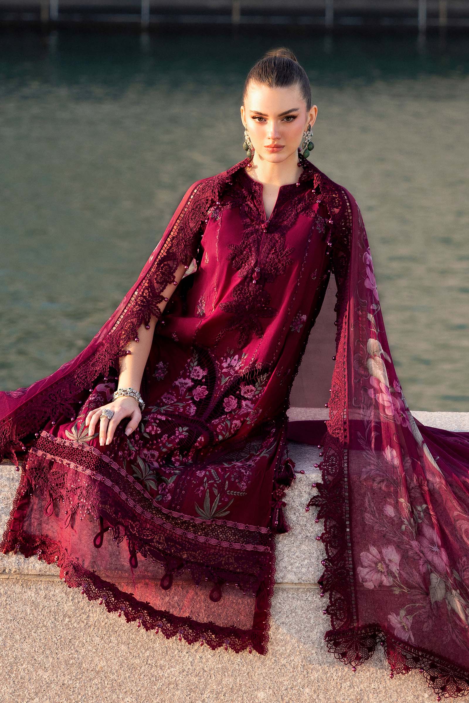 Maria B D-2611-B Style — Mairaz Maroon Lawn Suit