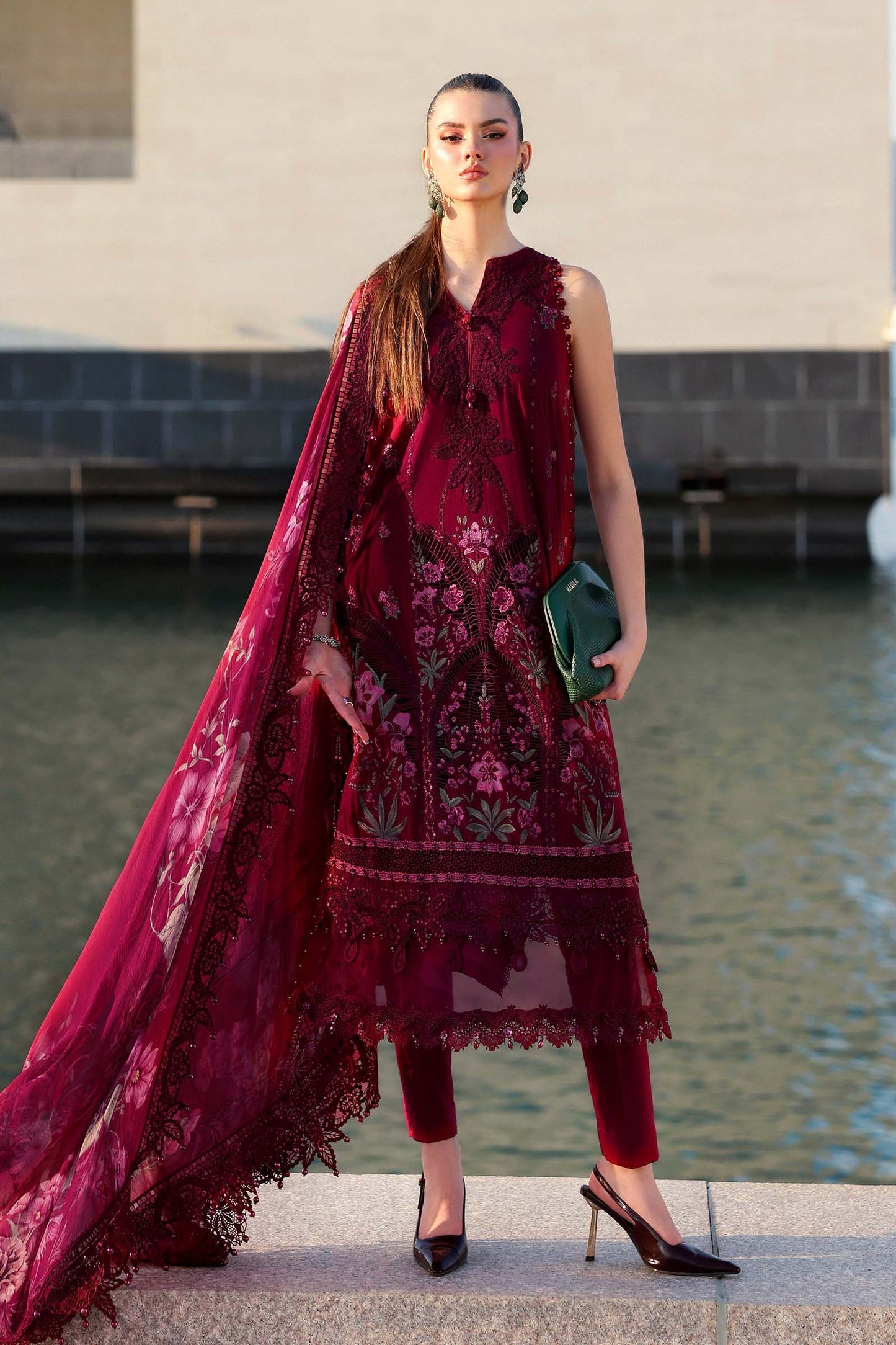 Maria B D-2611-B Style — Mairaz Maroon Lawn Suit