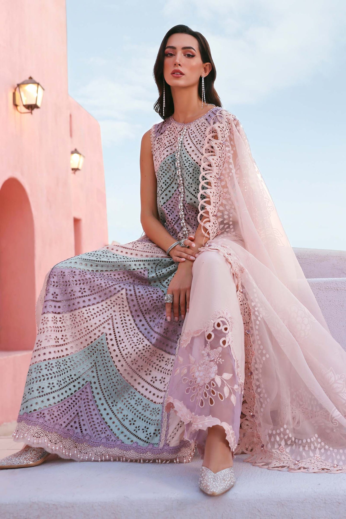 Maria B D-2612-B style — Mairaz lilac three-piece suit reference, view 4 of 7