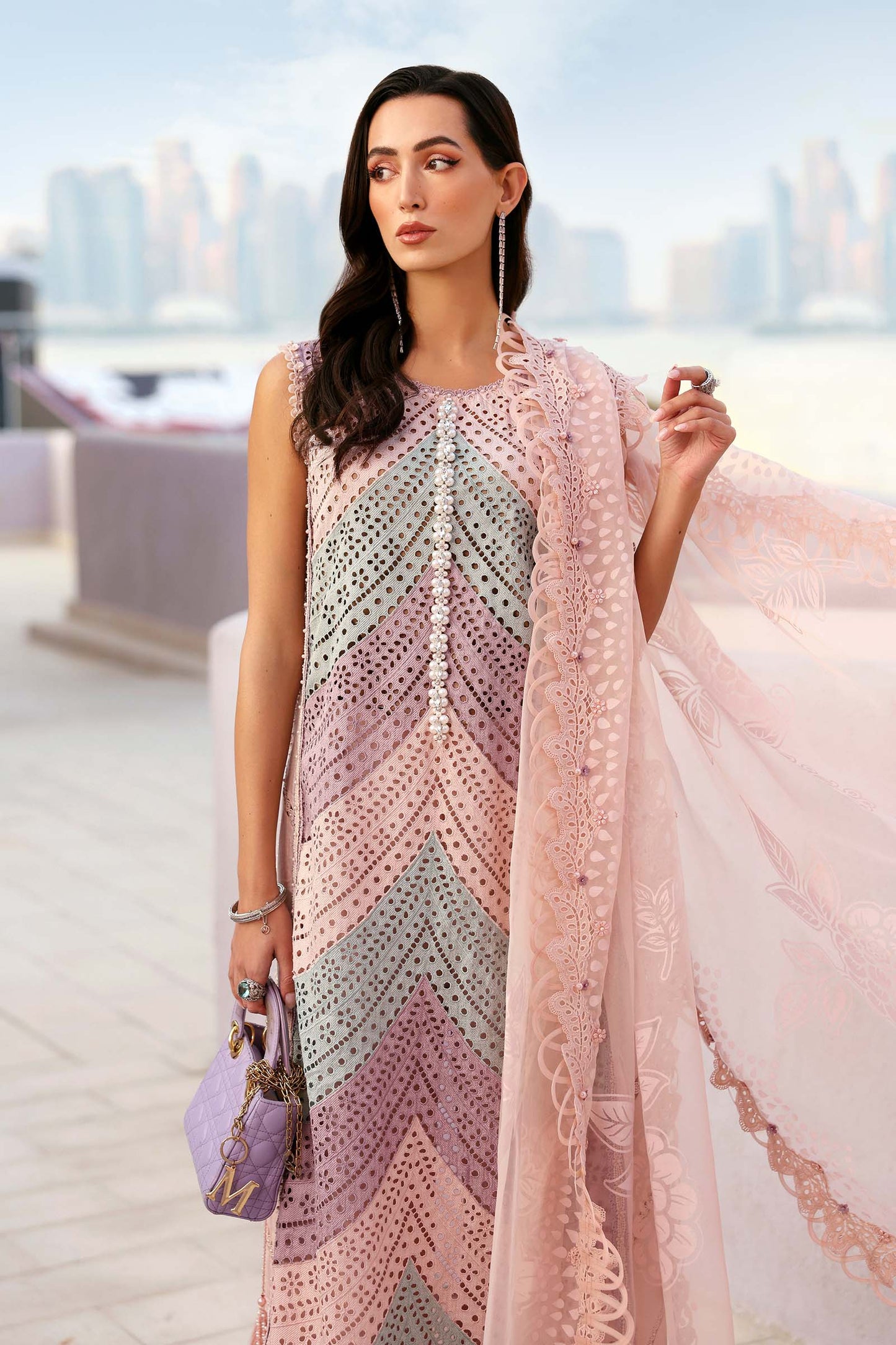 Maria B D-2612-B style — Mairaz lilac three-piece suit reference, view 5 of 7