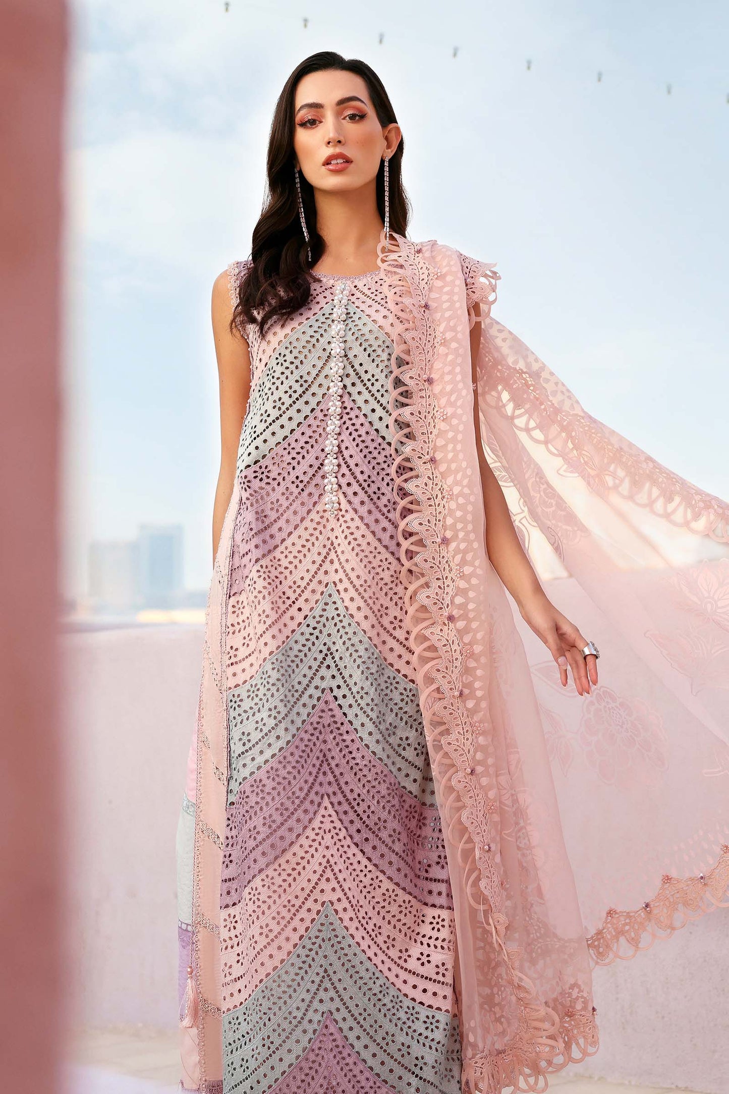 Maria B D-2612-B style — Mairaz lilac three-piece suit reference, view 3 of 7