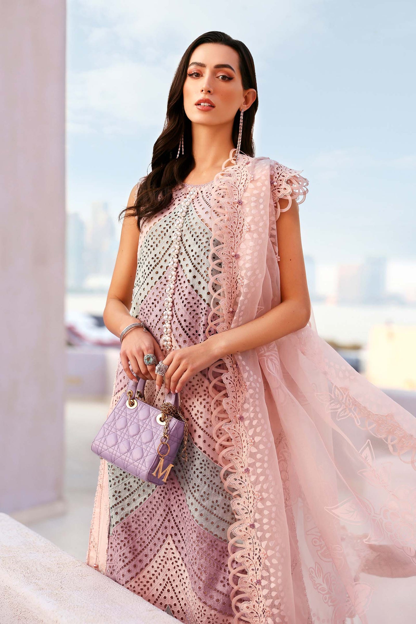Maria B D-2612-B style — Mairaz lilac three-piece suit reference, view 6 of 7