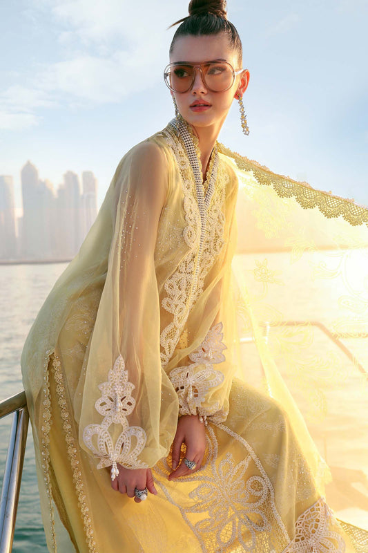 Maria B D-2604-A Style — Mairaz Yellow & Off-White Three-Piece Suit