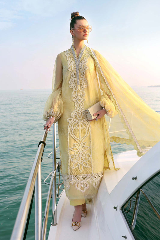 Maria B D-2604-A Style — Mairaz Yellow & Off-White Three-Piece Suit