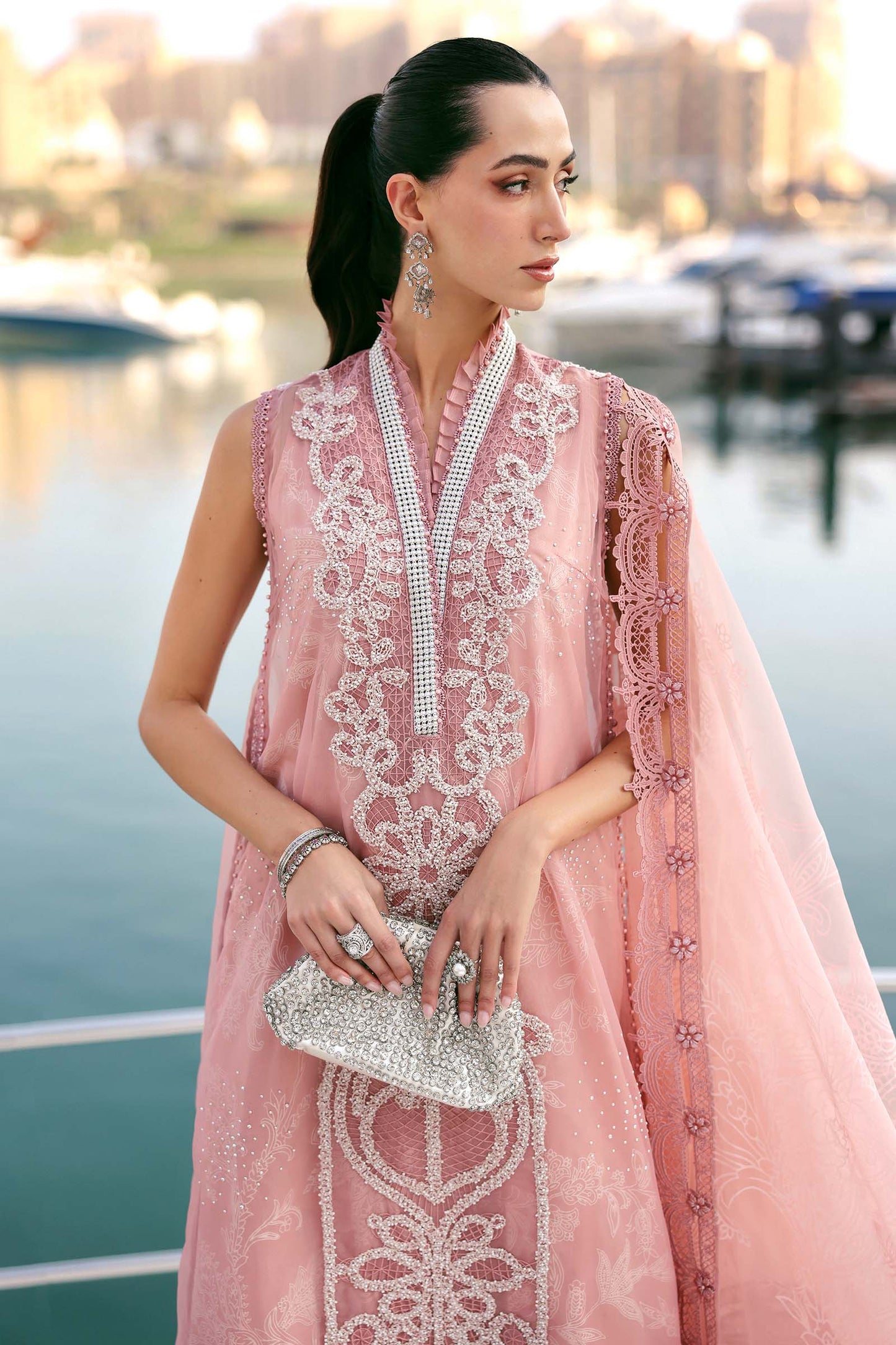 Maria B D-2604-B Style — Mairaz Pink & Off-White Three-Piece Suit