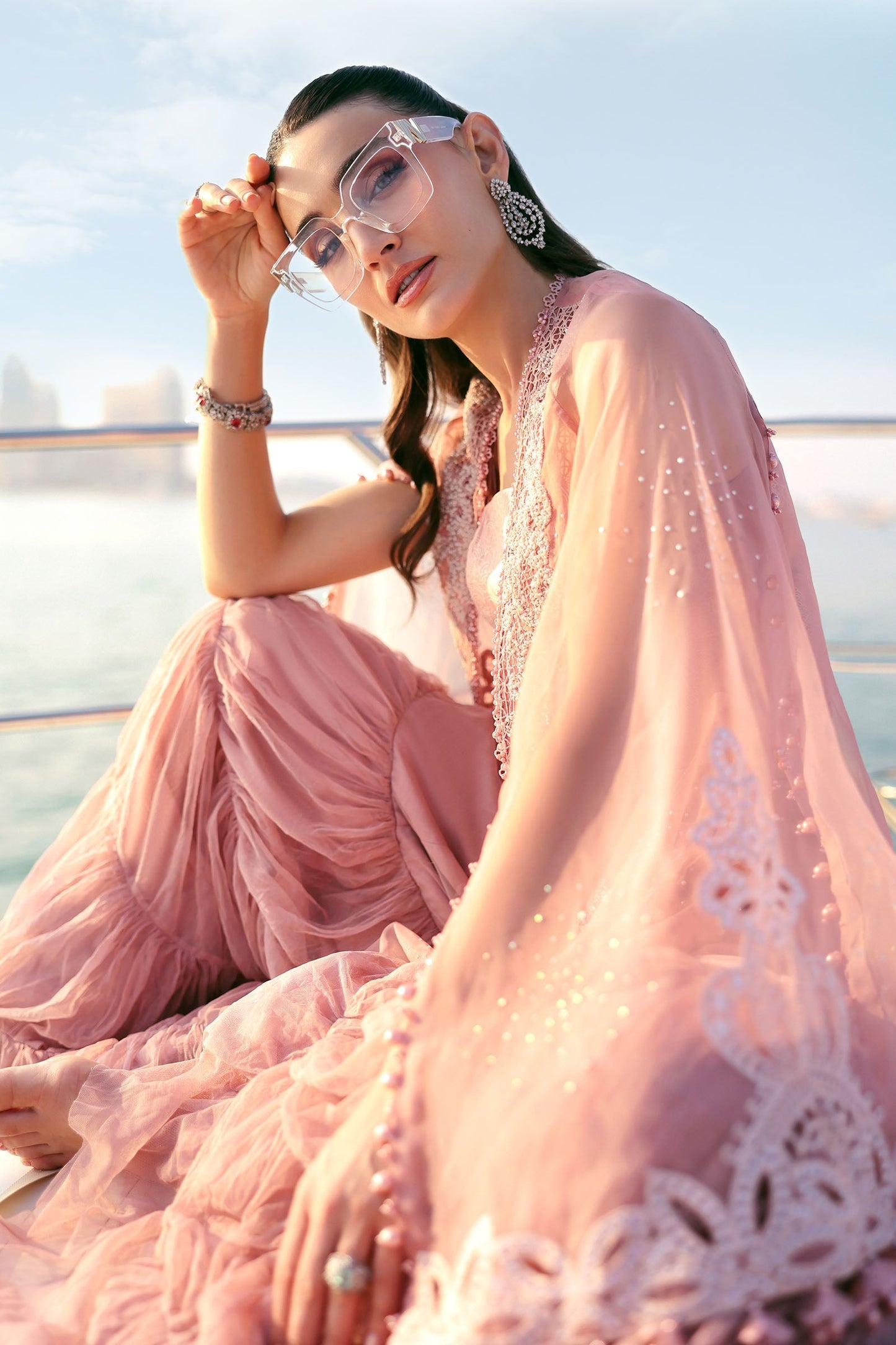 Maria B D-2604-B Style — Mairaz Pink & Off-White Three-Piece Suit