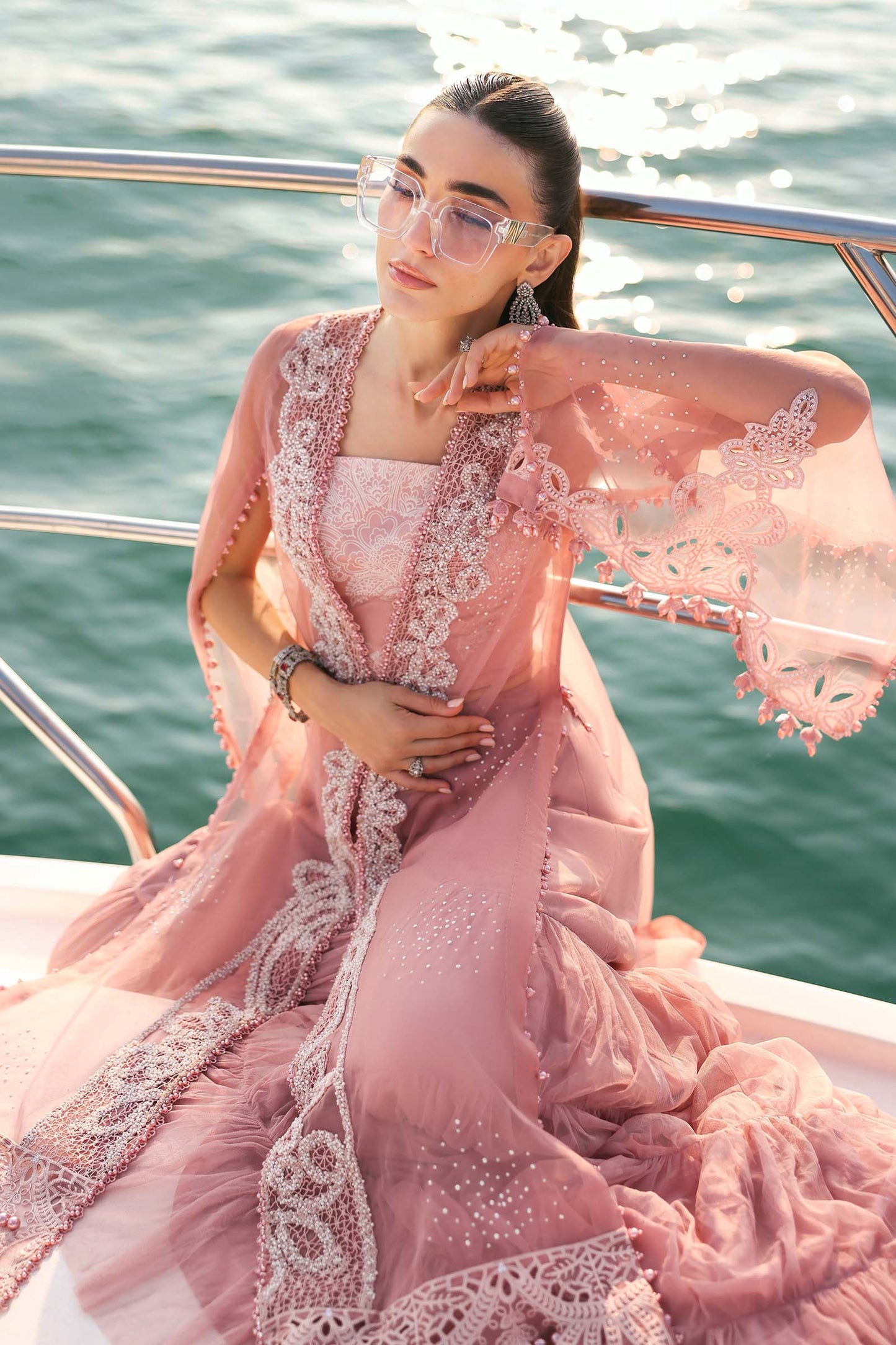 Maria B D-2604-B Style — Mairaz Pink & Off-White Three-Piece Suit