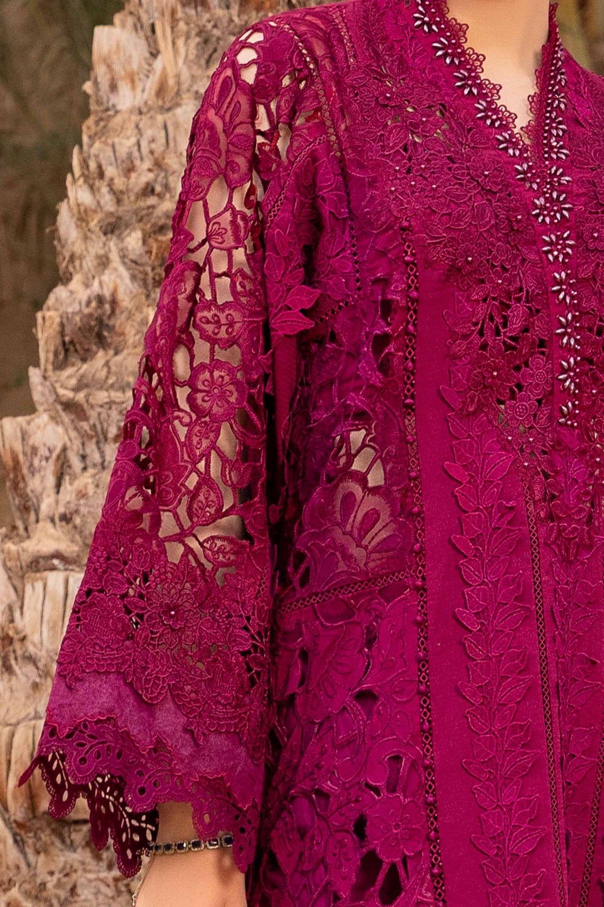 Maria B Unstitched Lawn | D-2409-B Style — Mairaz Magenta Three-Piece Suit