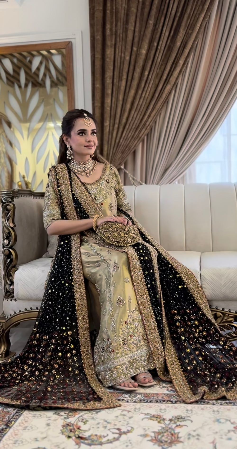Haris Shakeel Gold & Black style — Mairaz gold and black four-piece suit reference, view 5 of 8