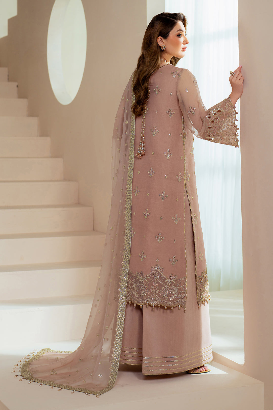 Alizeh AF-BHM-4043-Jade Style — Mairaz Peach-Pink Three-Piece Suit