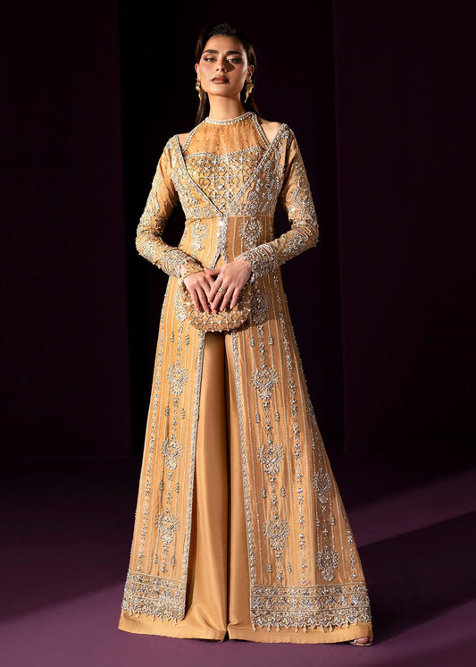 Dastoor Collection Oriana Style — Mairaz Golden Beige Three-Piece Suit