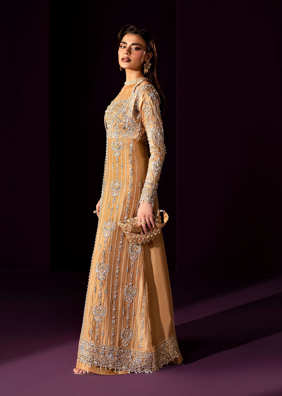 Dastoor Collection Oriana Style — Mairaz Golden Beige Three-Piece Suit
