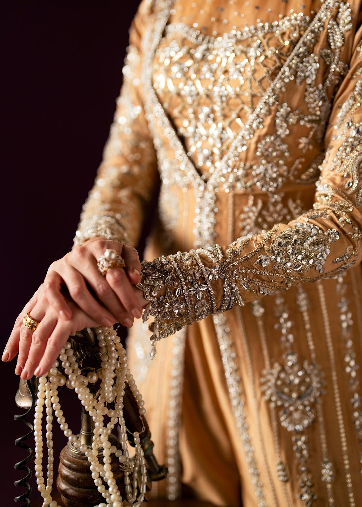 Dastoor Collection Oriana Style — Mairaz Golden Beige Three-Piece Suit