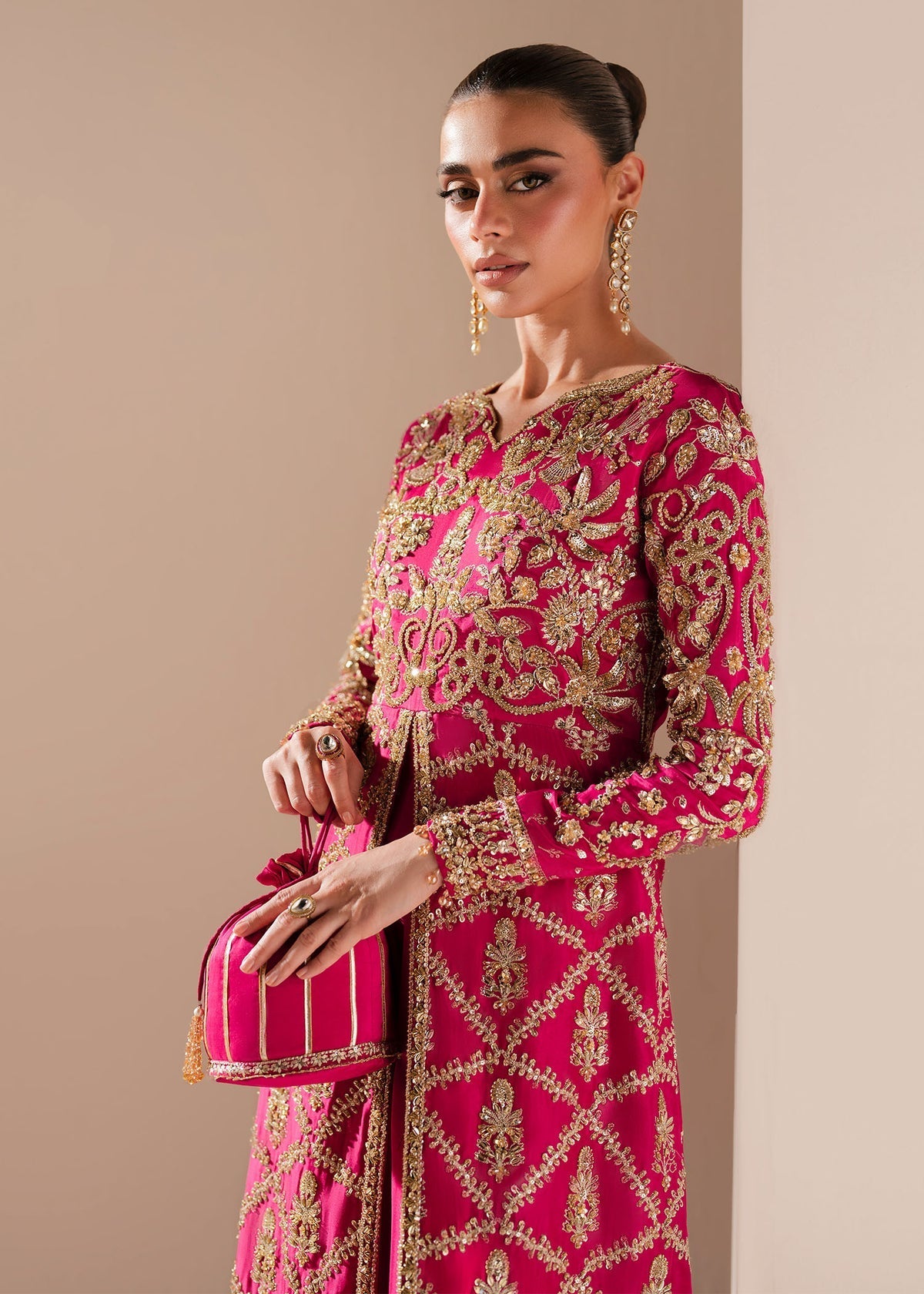 Dastoor Collection Ornella Style — Mairaz Deep Pink Three-Piece Suit