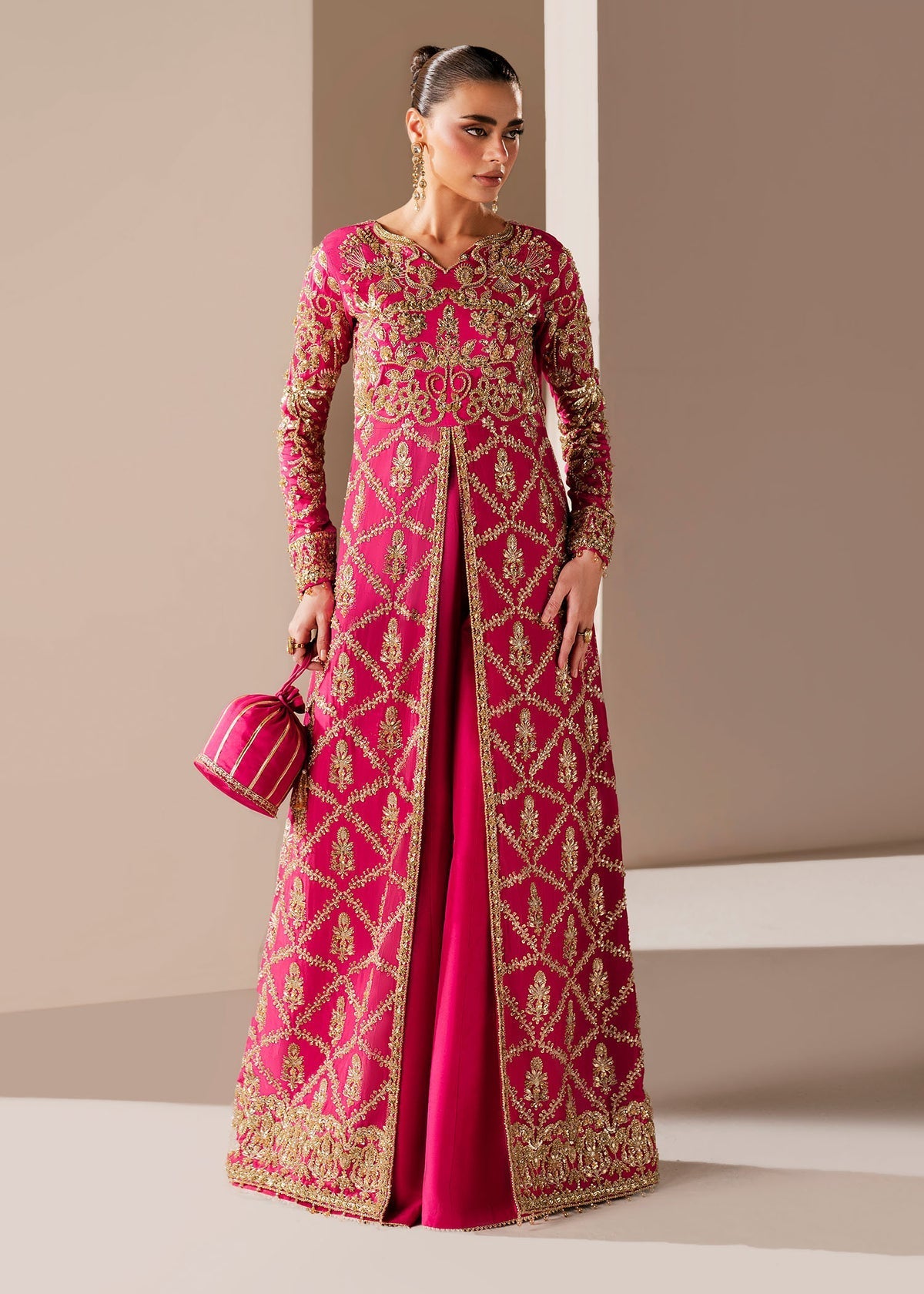 Dastoor Collection Ornella Style — Mairaz Deep Pink Three-Piece Suit