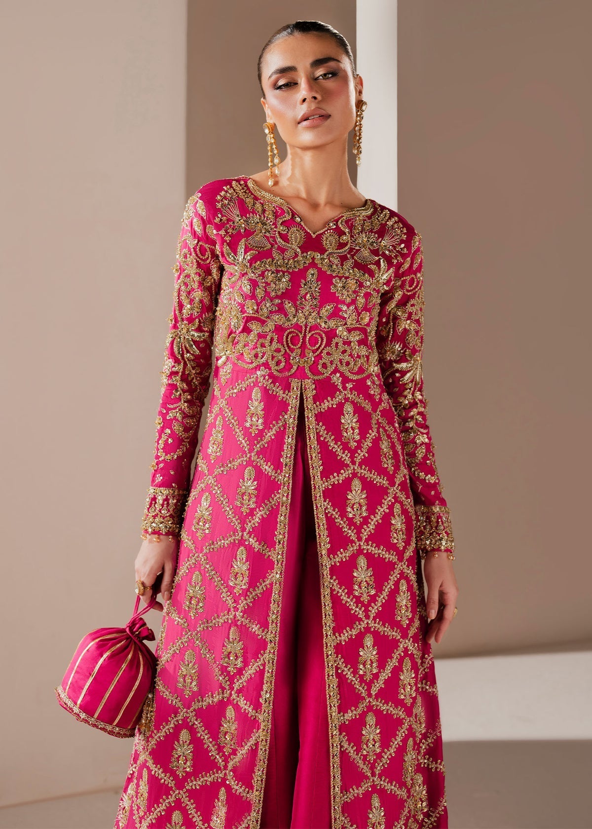 Dastoor Collection Ornella Style — Mairaz Deep Pink Three-Piece Suit