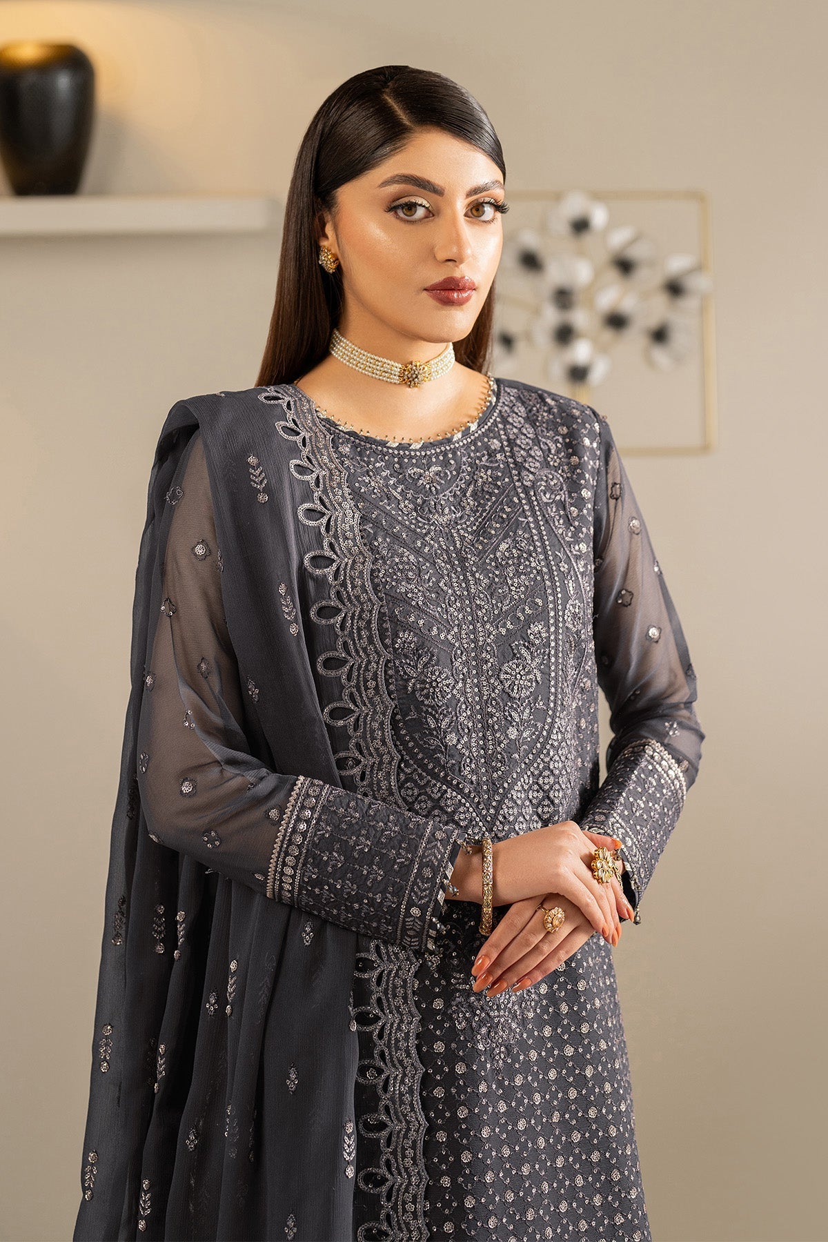 Alizeh AF-CH-2188-Akoya Style — Mairaz Deep Grey Three-Piece Suit