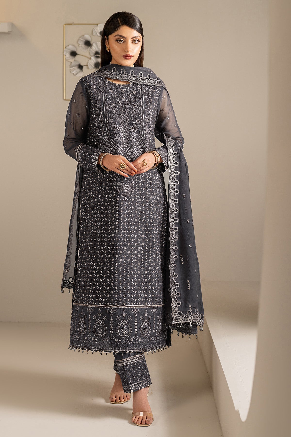 Alizeh AF-CH-2188-Akoya Style — Mairaz Deep Grey Three-Piece Suit