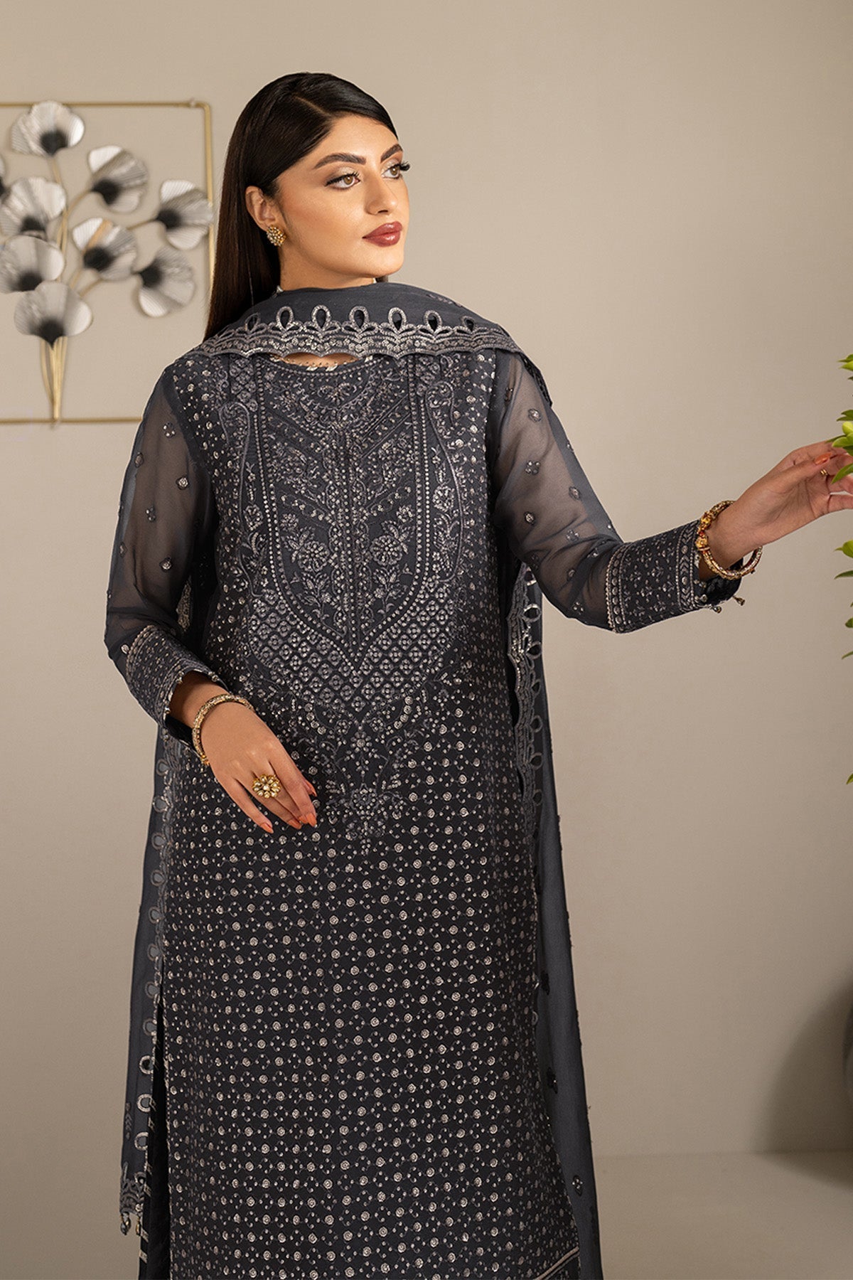 Alizeh AF-CH-2188-Akoya Style — Mairaz Deep Grey Three-Piece Suit