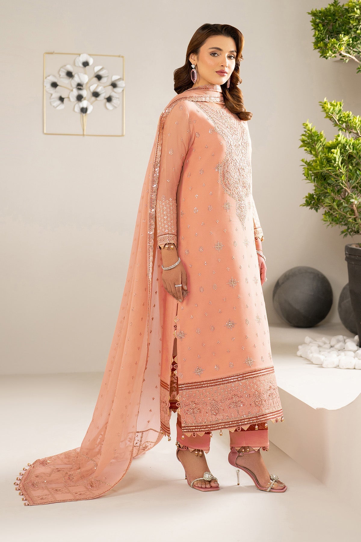 Alizeh Ransia Style — Mairaz Soft Peach Three-Piece Suit