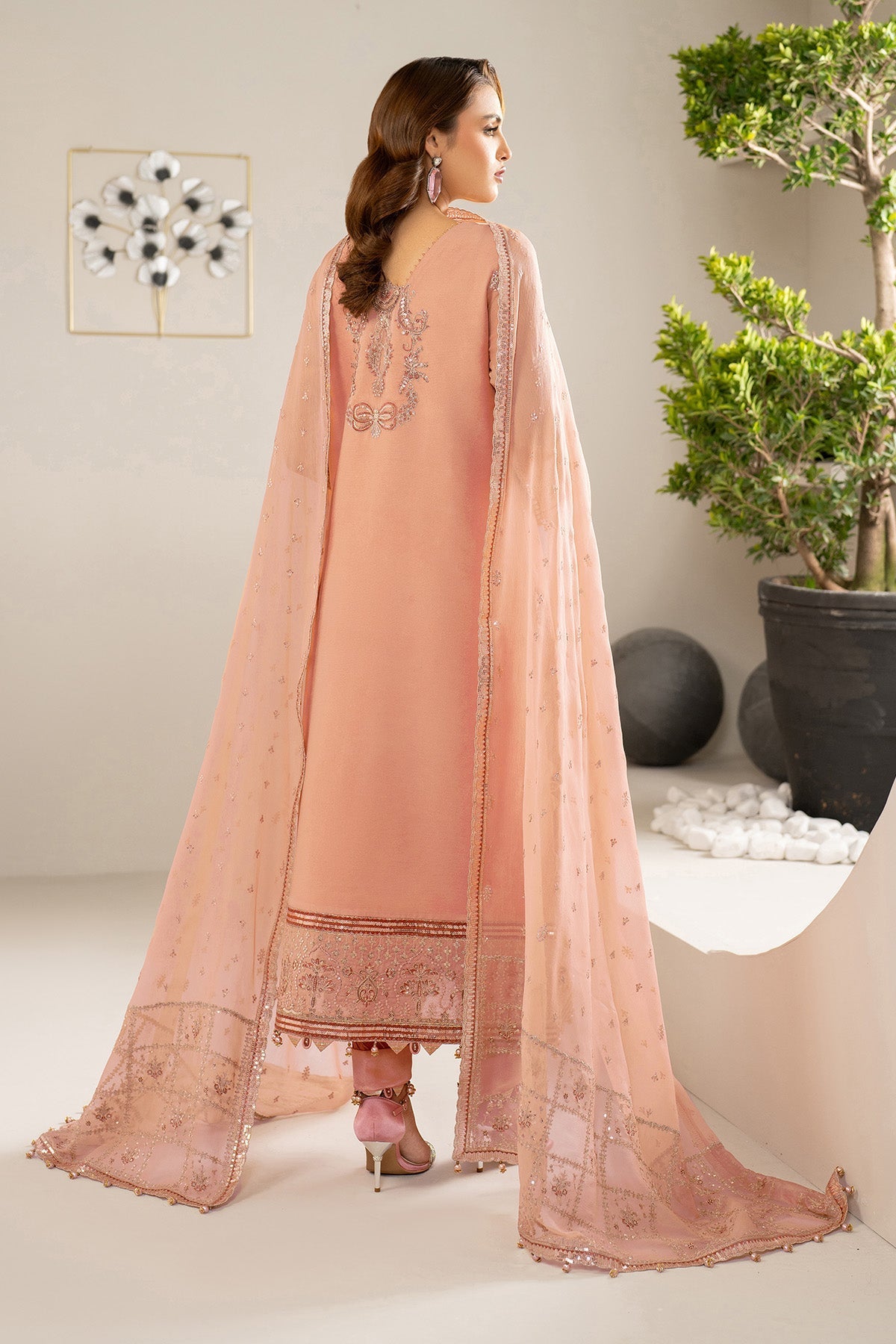 Alizeh Ransia Style — Mairaz Soft Peach Three-Piece Suit
