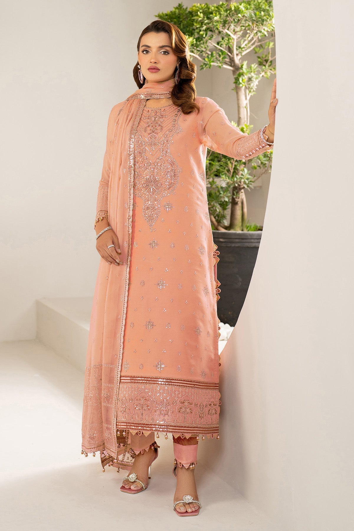 Alizeh Ransia Style — Mairaz Soft Peach Three-Piece Suit