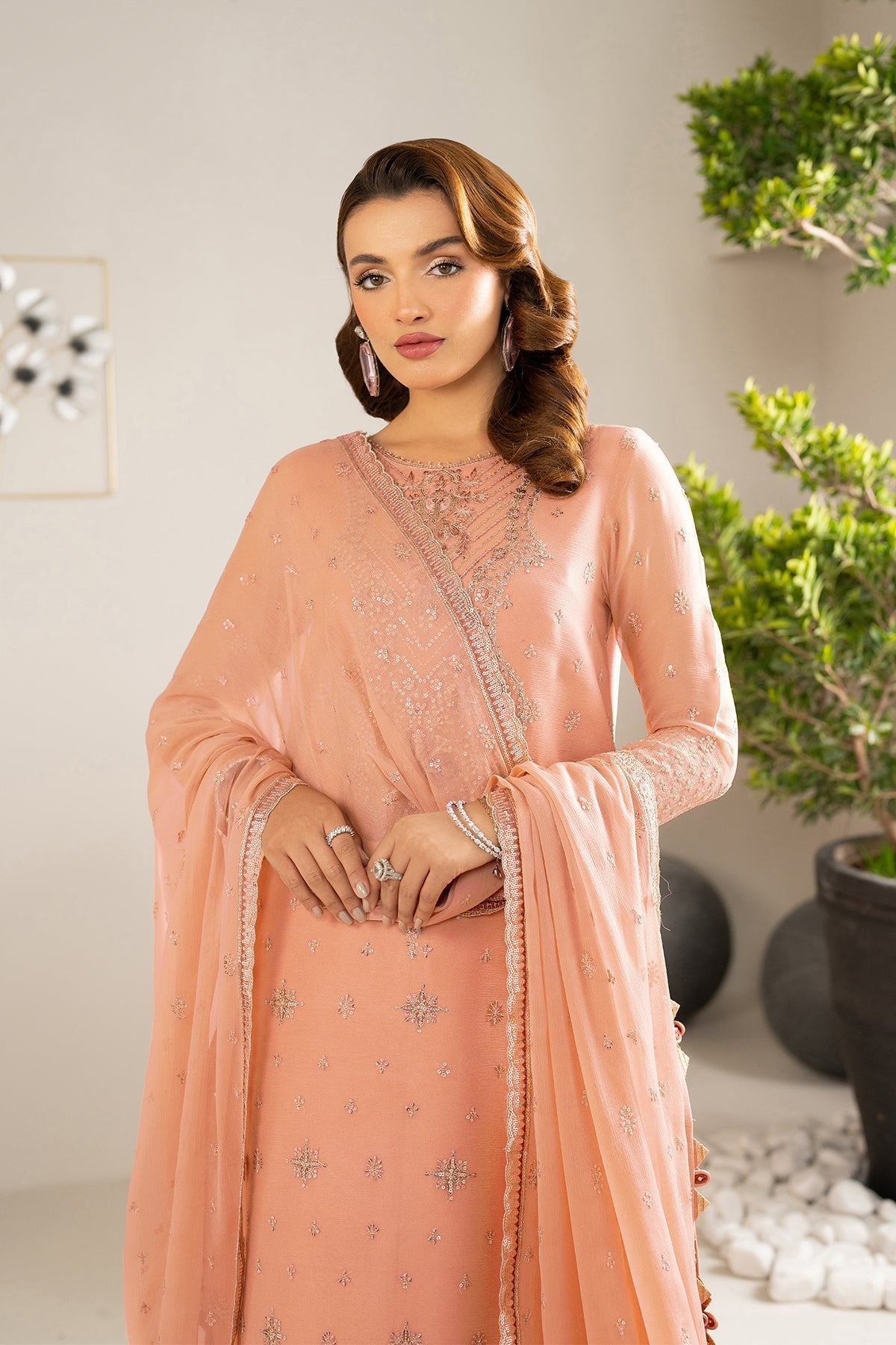 Alizeh Ransia Style — Mairaz Soft Peach Three-Piece Suit