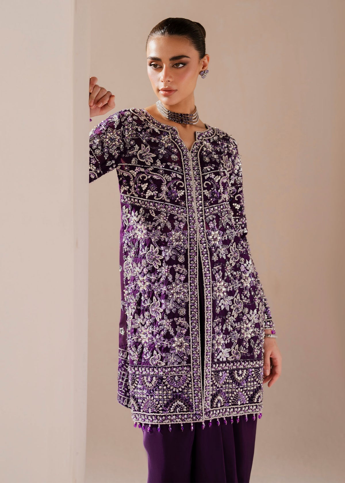Dastoor Collection Aysel Style — Mairaz Purple Three-Piece Suit