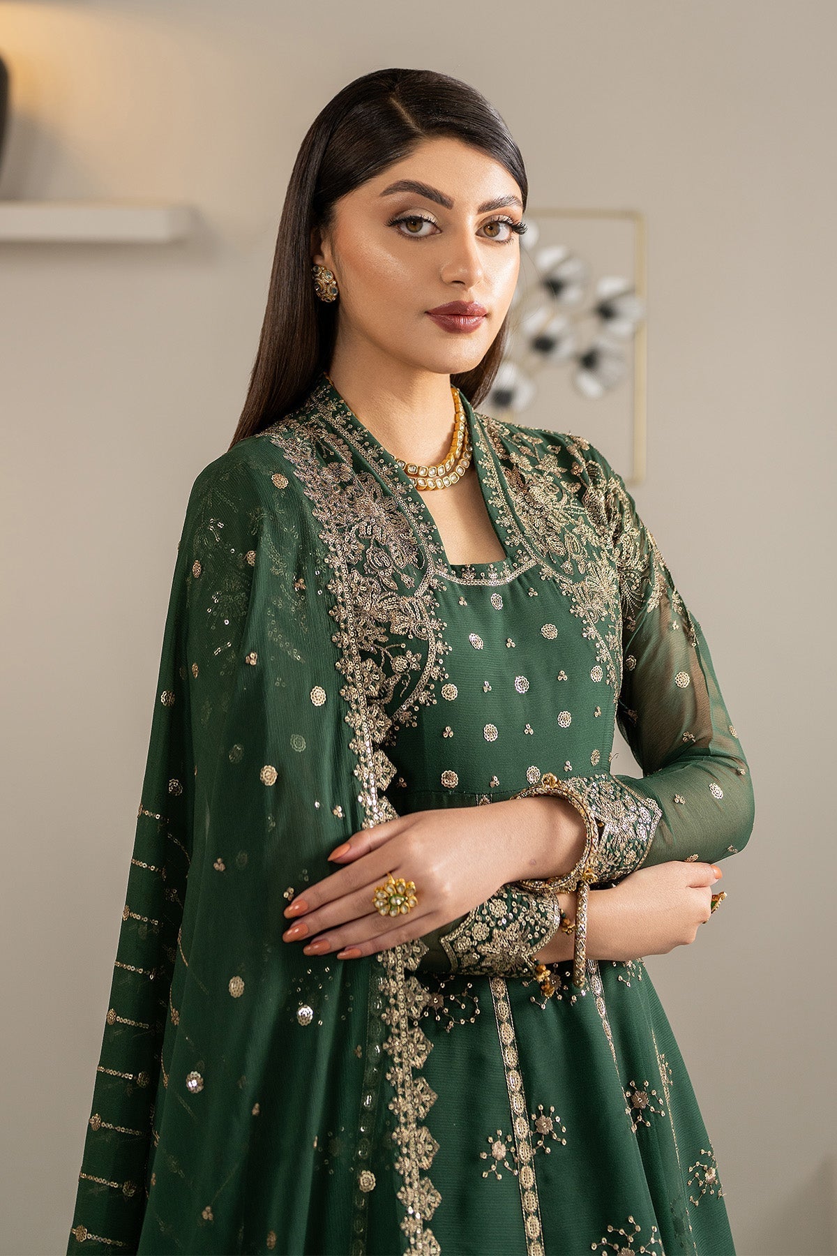 Alizeh Elza Style — Mairaz Emerald Green Wedding Maxi