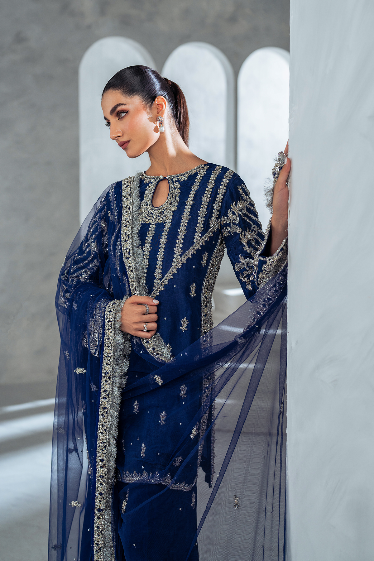 Yasha Nadir Arya Style — Mairaz Blue Three-Piece Suit
